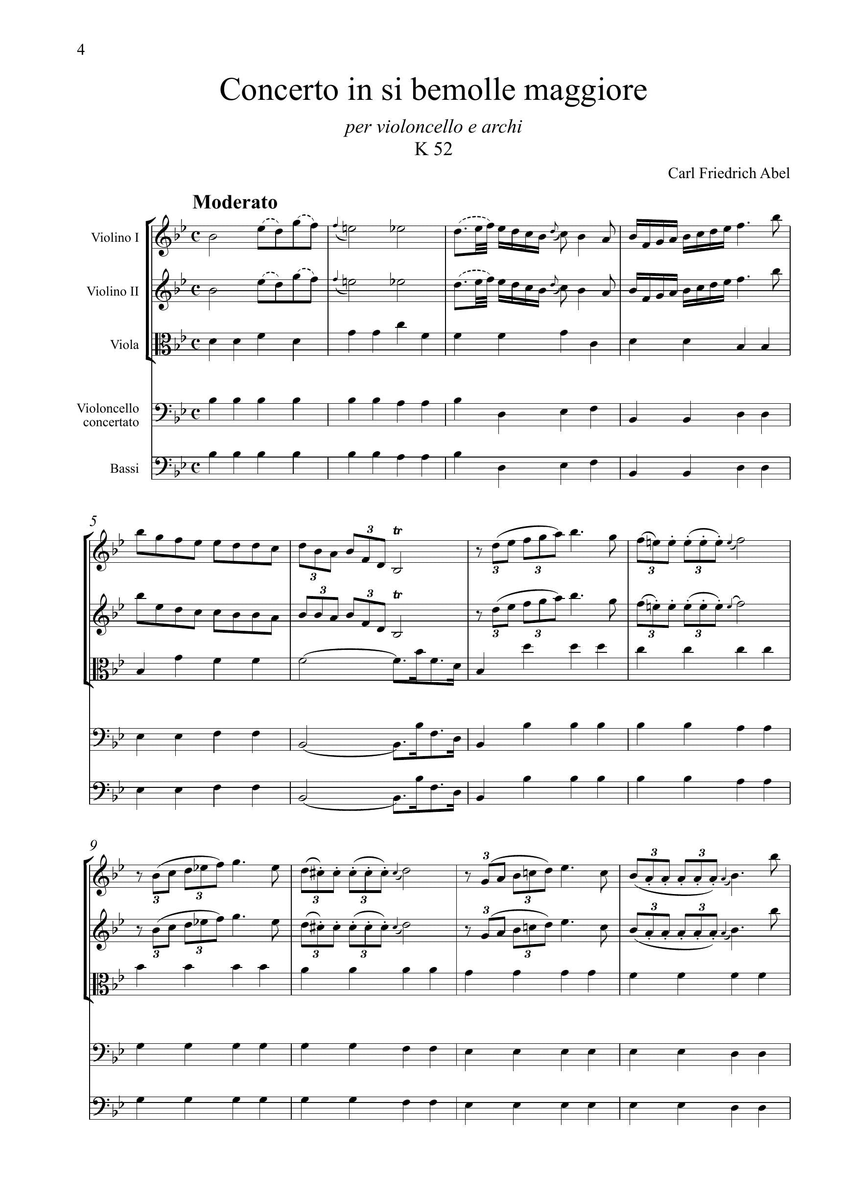 C.Fr. Abel: Concerto in si bemolle K 52