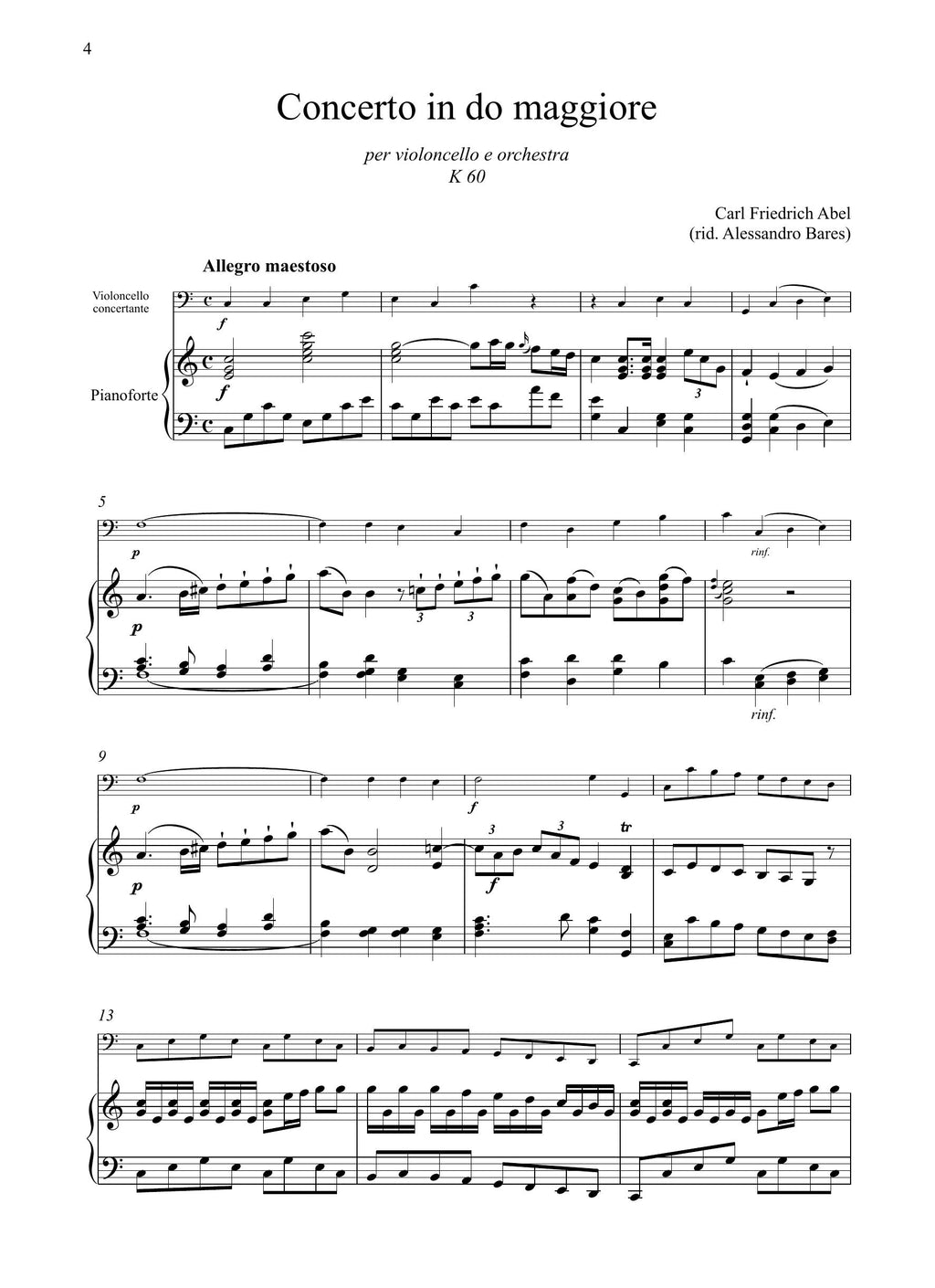 C.Fr. Abel: Concerto in do maggiore K60 (rid. vcl/pf)