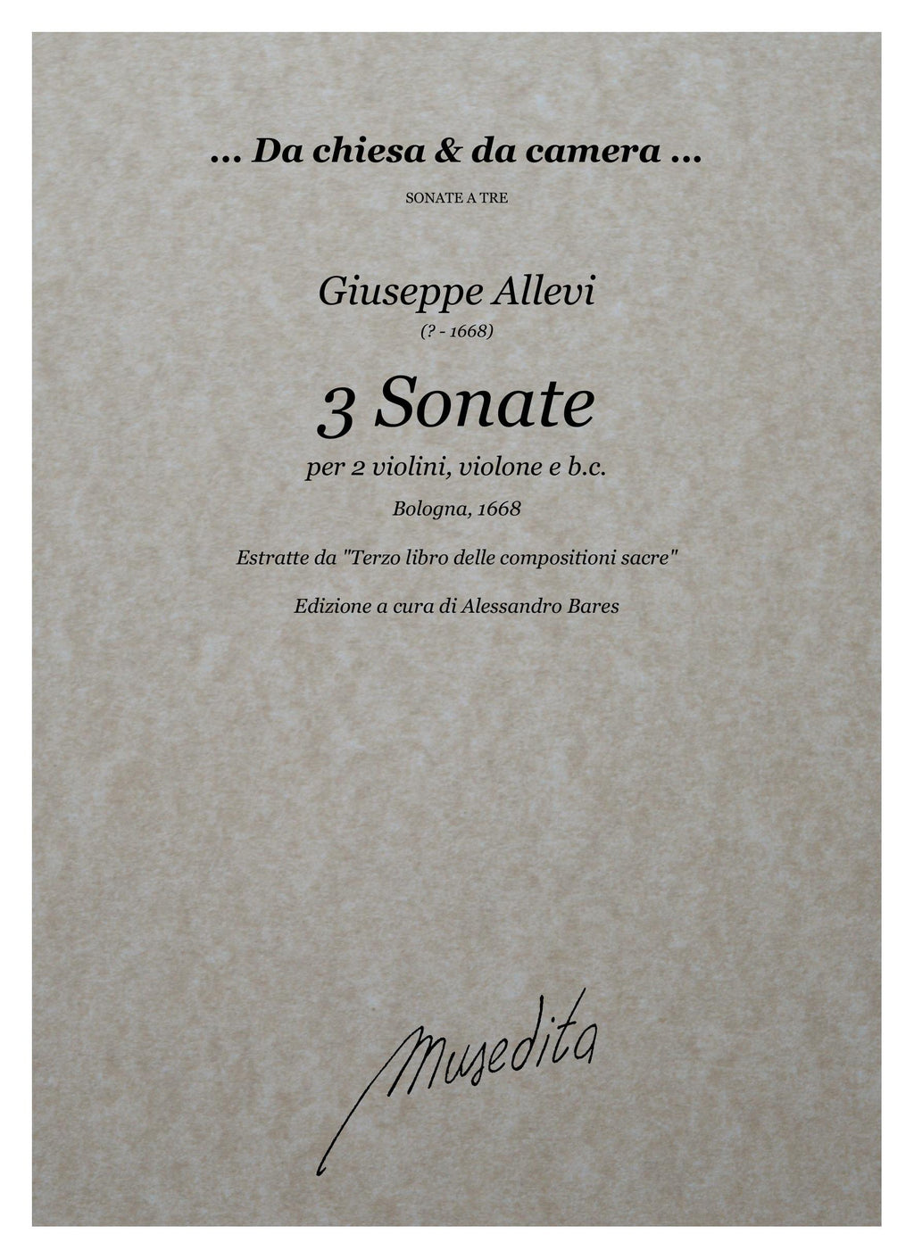 G. Allevi: 3 Sonate (Venezia, 1668)