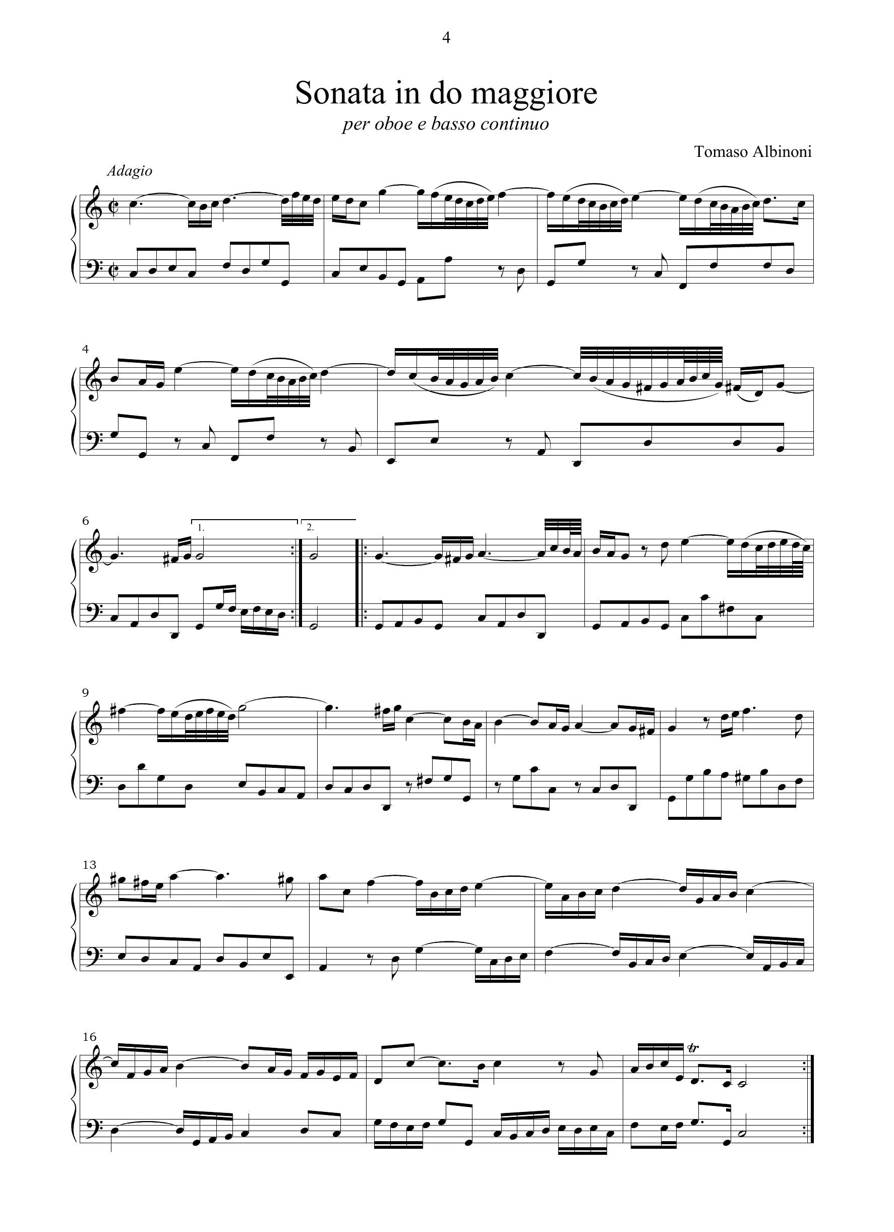 T. Albinoni: Sonata in do maggiore (Ms, coll. Fürstenberg)