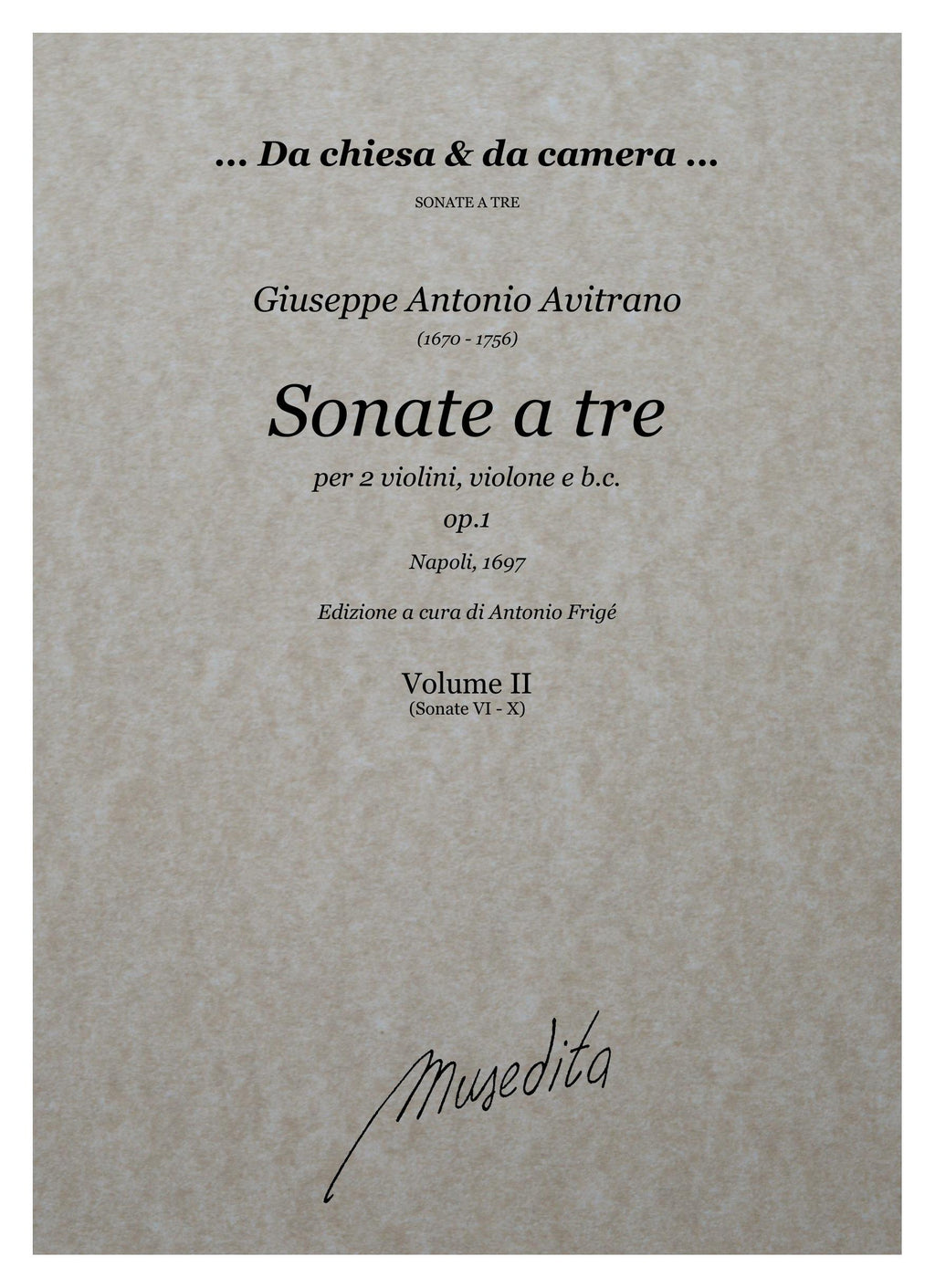 G.A. Avitrano: Sonate a tre op.1 (Napoli, 1697)