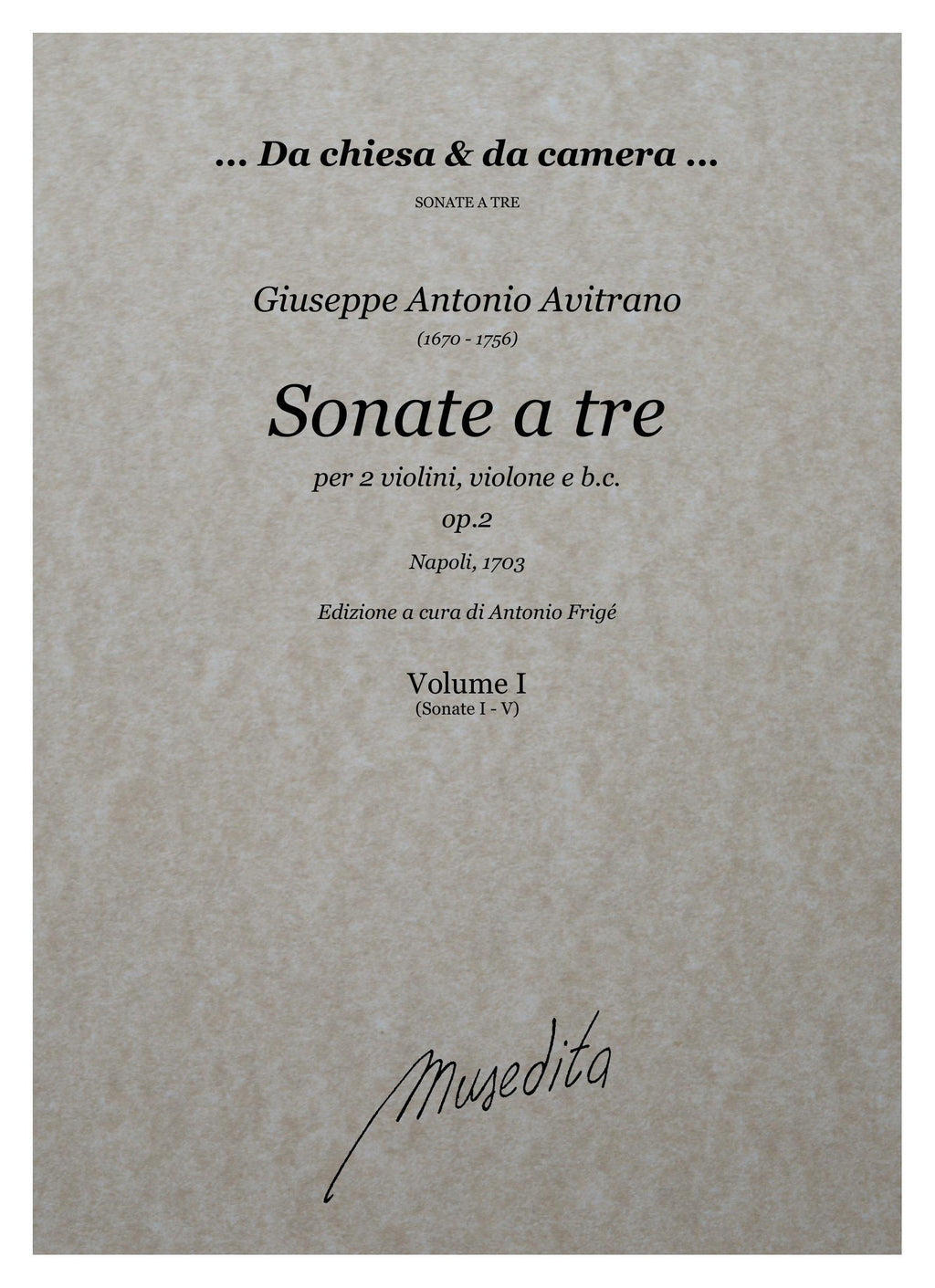 G.A. Avitrano: Sonate a tre op.2 (Napoli, 1703)