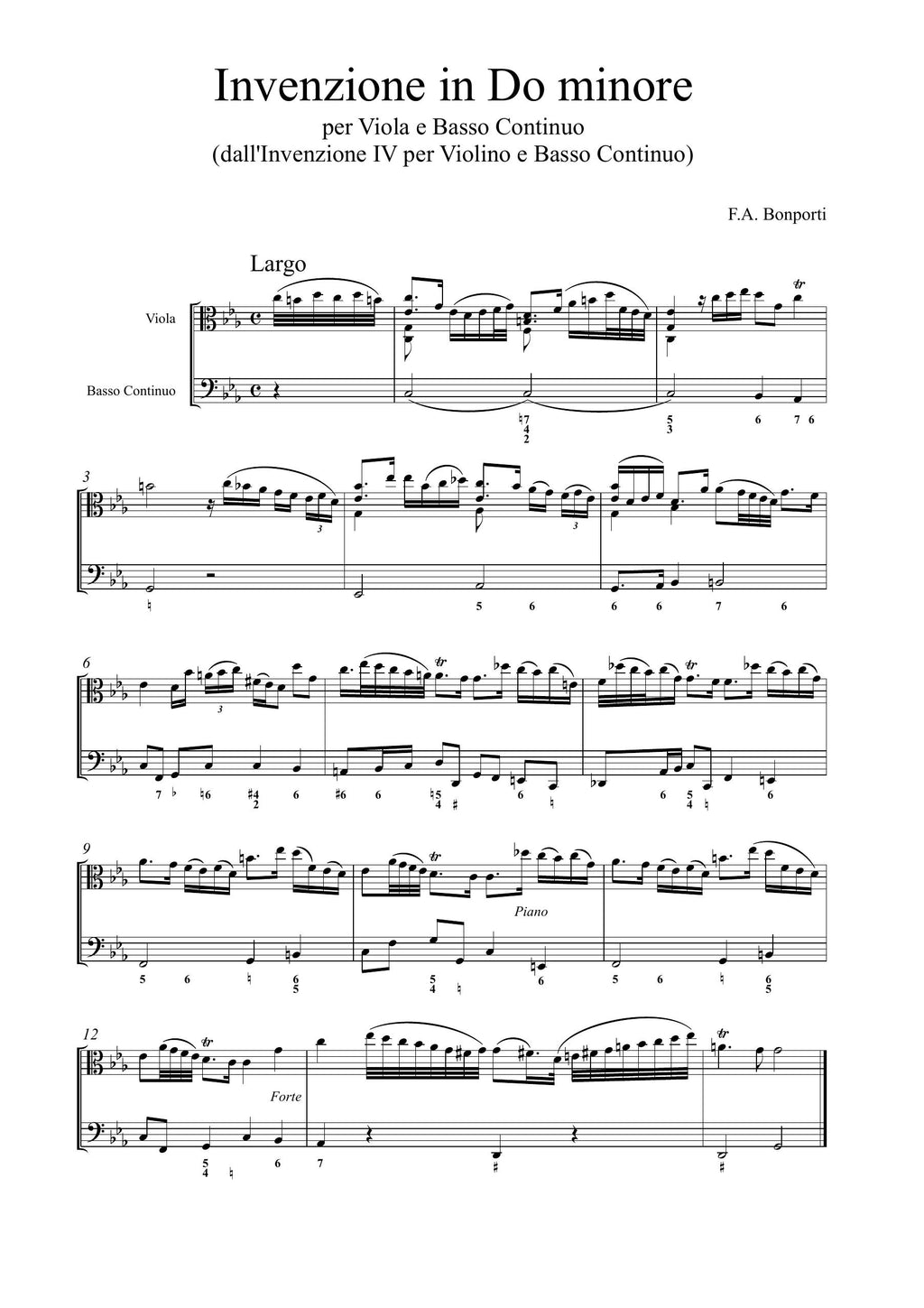 F.A.Bonporti: Inventione in do minore (op.10 n.4) H.Eccles: Sonata in do minore (n.11 del "Premier livre")