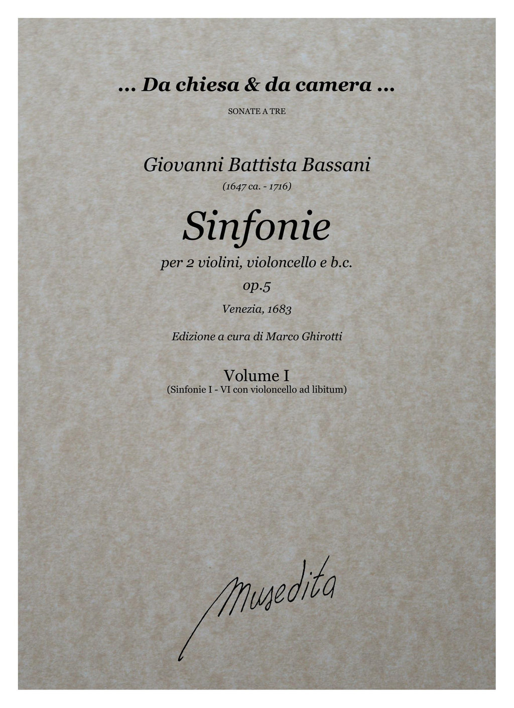 G.B. Bassani: Sinfonie op.5 (Bologna, 1683)