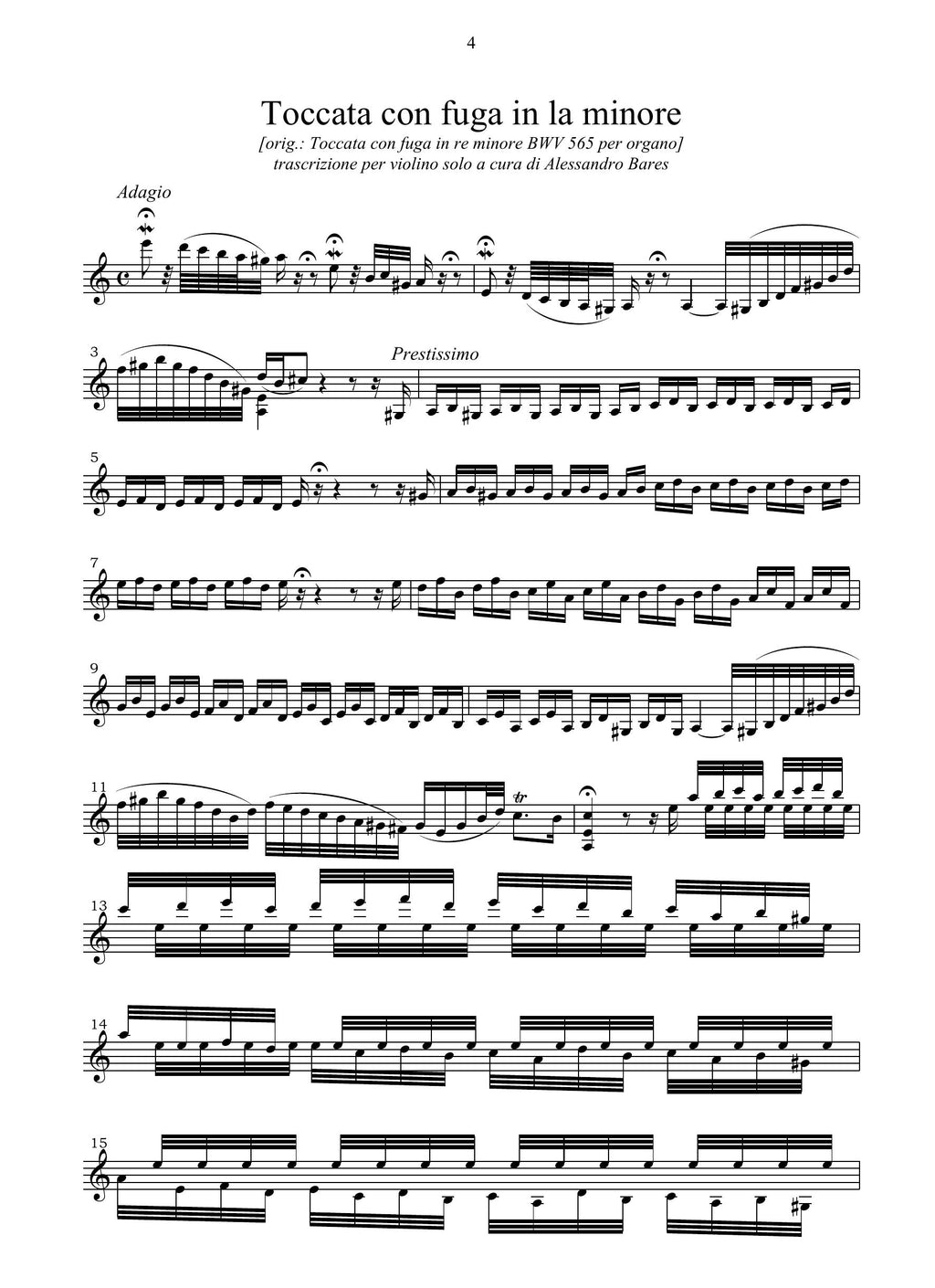 J.S. Bach: Toccata con fuga in la minore per violino solo