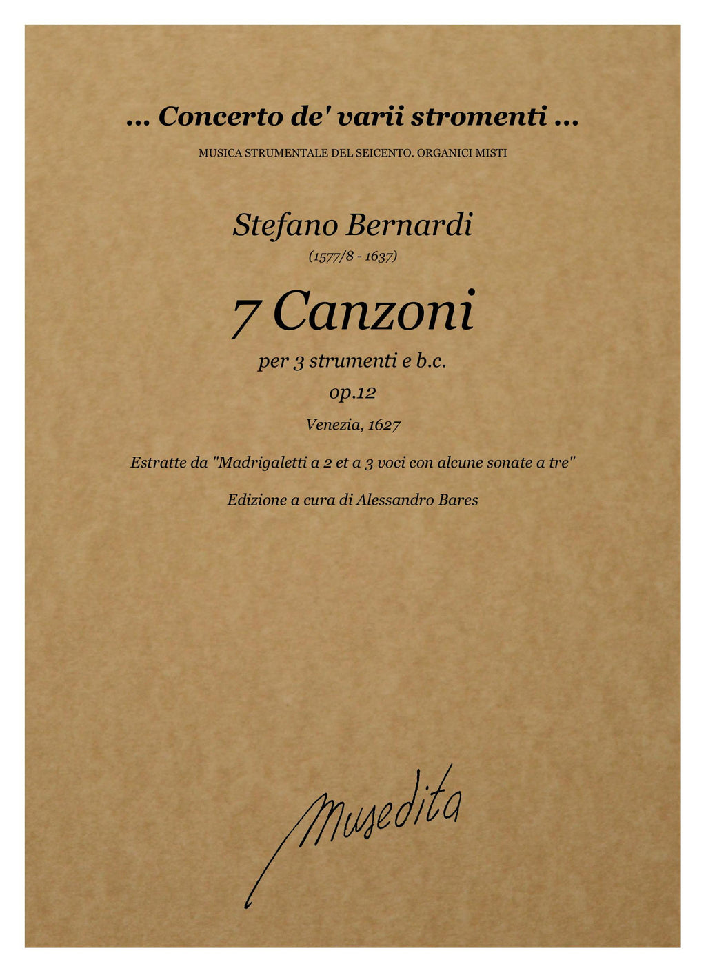 S. Bernardi: 7 Canzoni a tre strumenti (Venezia, 1627)