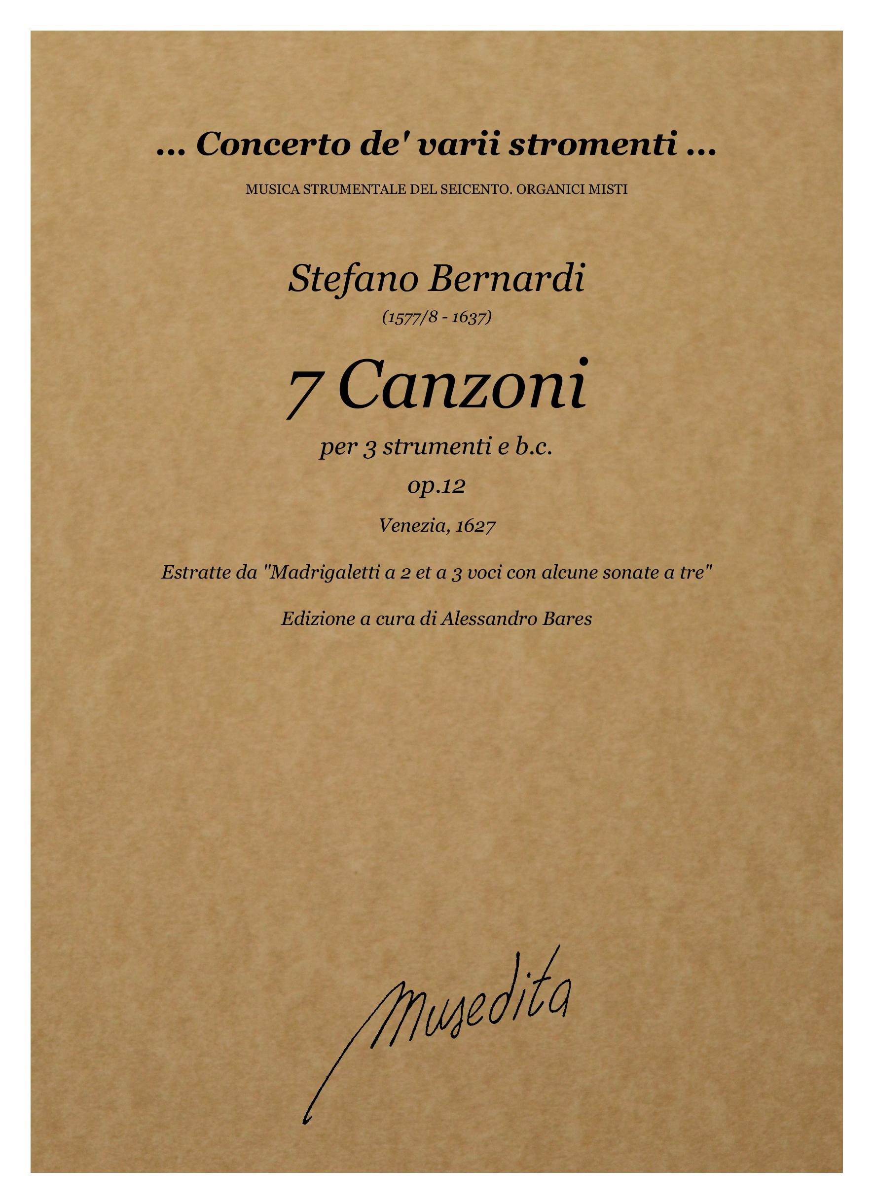 S. Bernardi: 7 Canzoni a tre strumenti (Venezia, 1627)