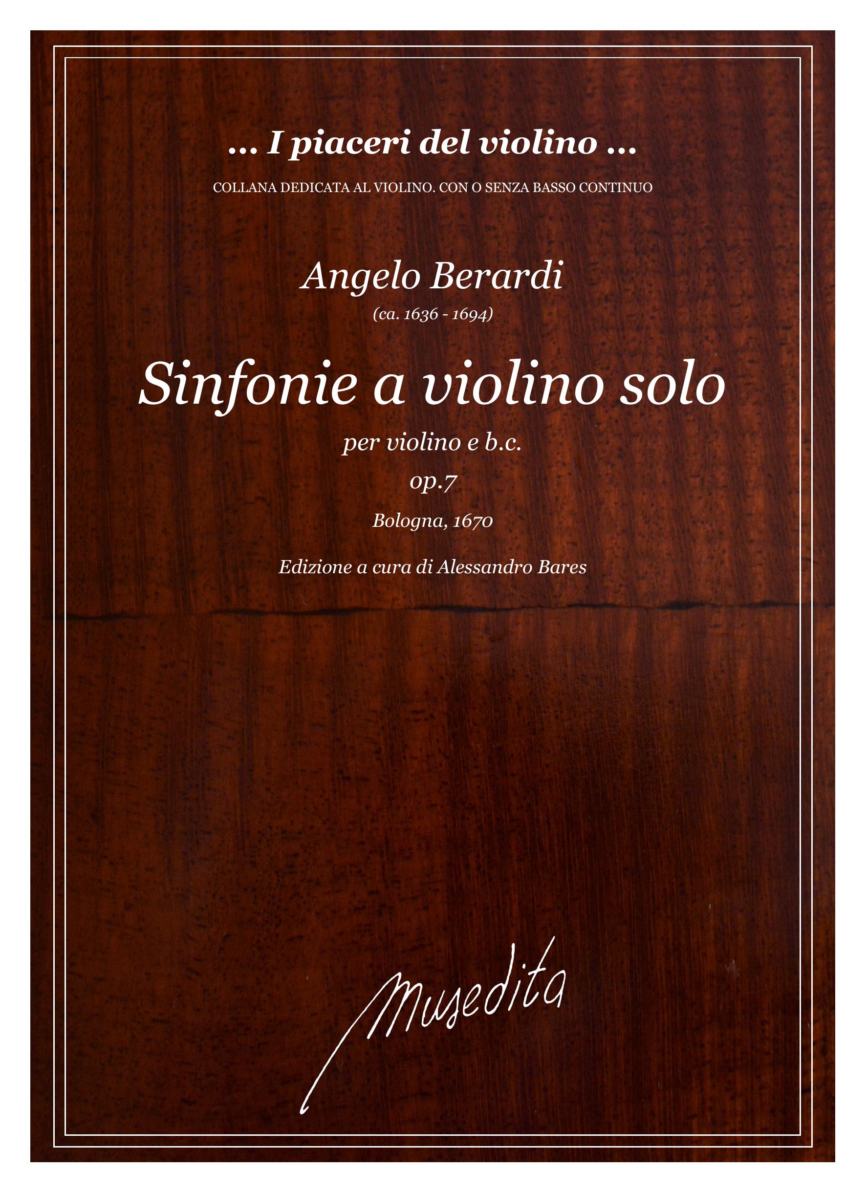 A. Berardi: Sinfonie a violino solo op.7 (Bologna, 1670)
