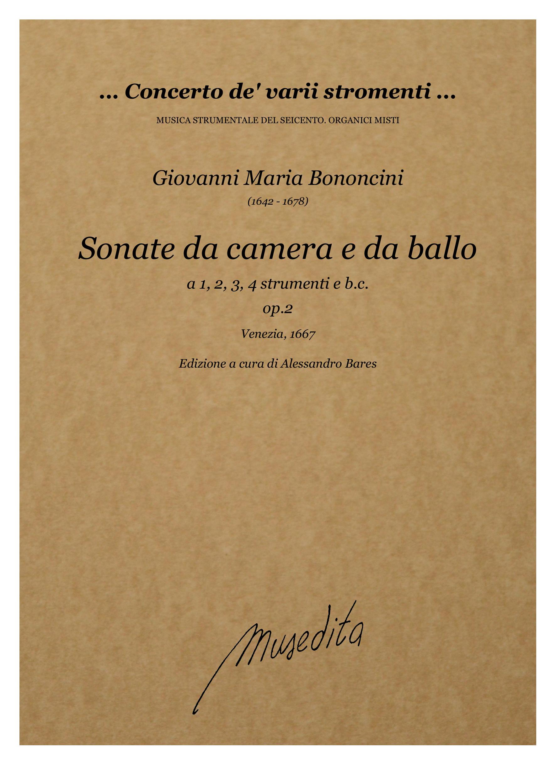 G.M. Bononcini: Sonate da camera e da ballo a 1.2.3. e 4. op.2 (Venezia, 1667)