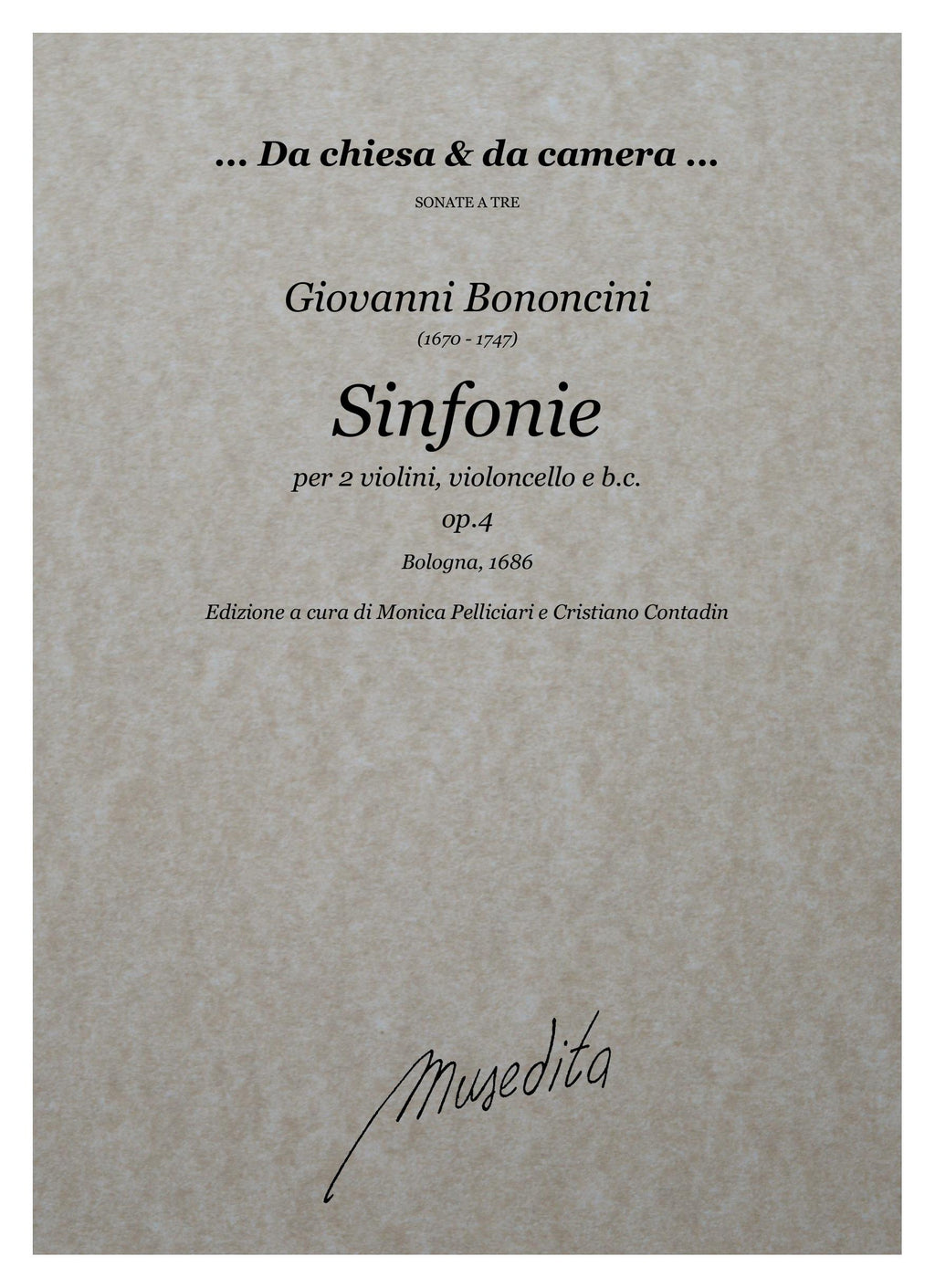 G. Bononcini: Sinfonie a tre op.4 (Bologna, 1686)