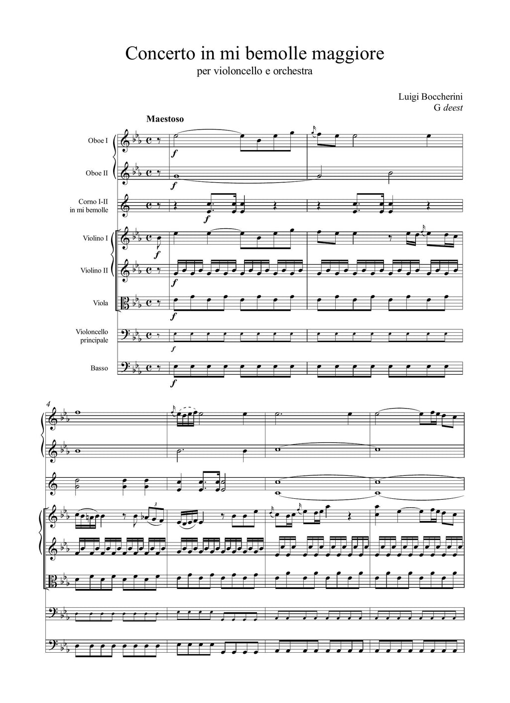 L. Boccherini: Concerto in mi bemolle maggiore GerB deest