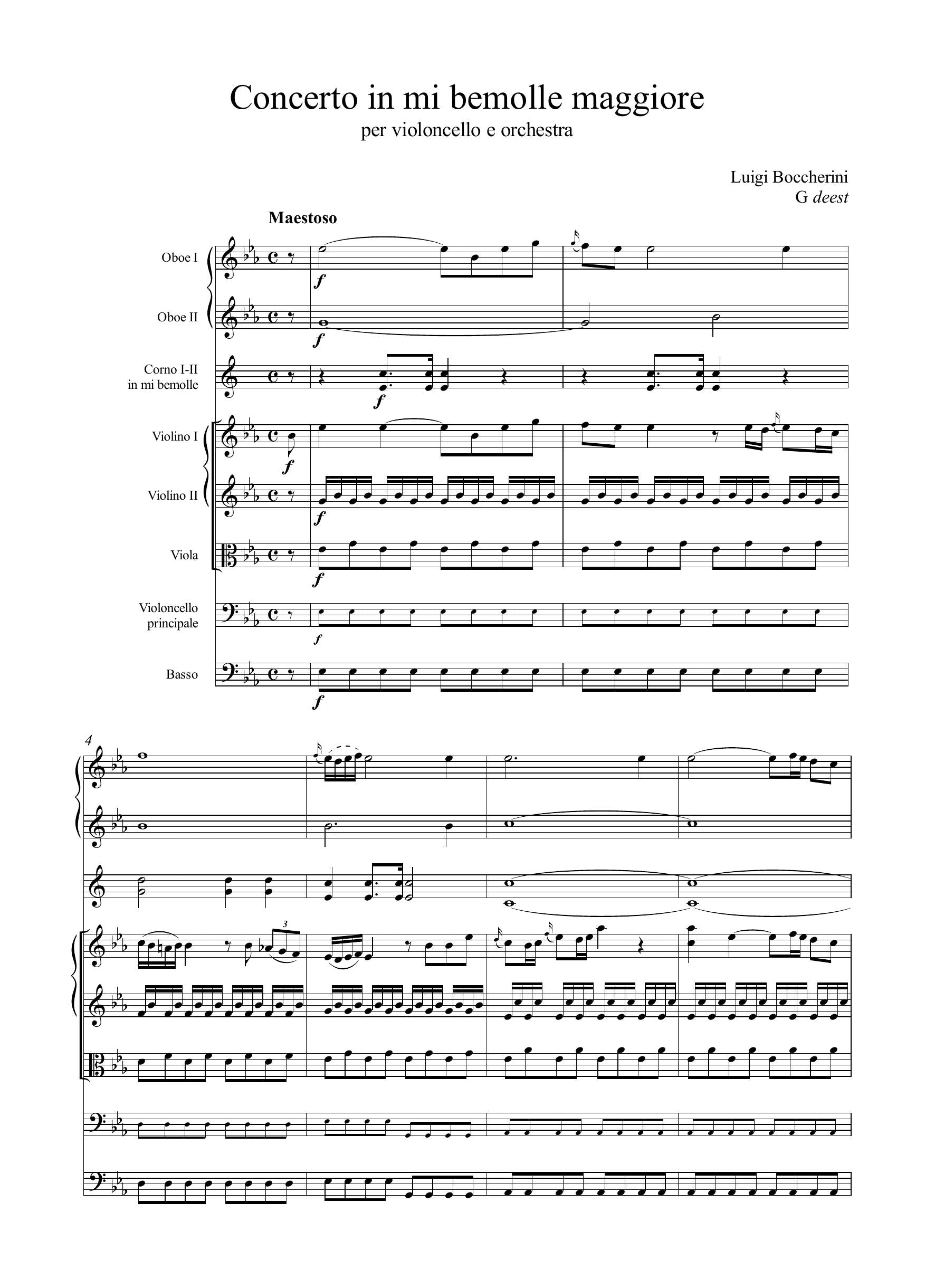 L. Boccherini: Concerto in mi bemolle maggiore GerB deest