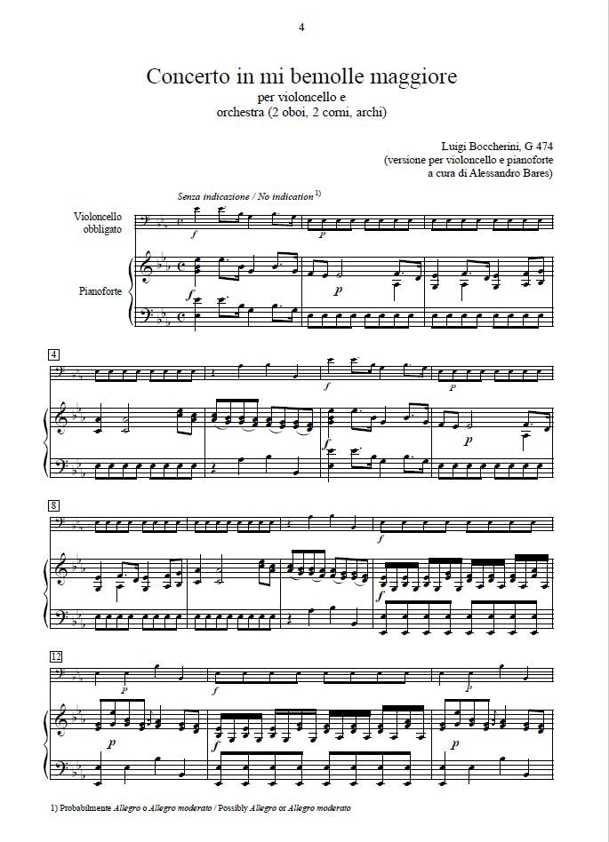 L. Boccherini: Concerto in mi bem. maggiore GerB 474 (rid. vcl/pf)