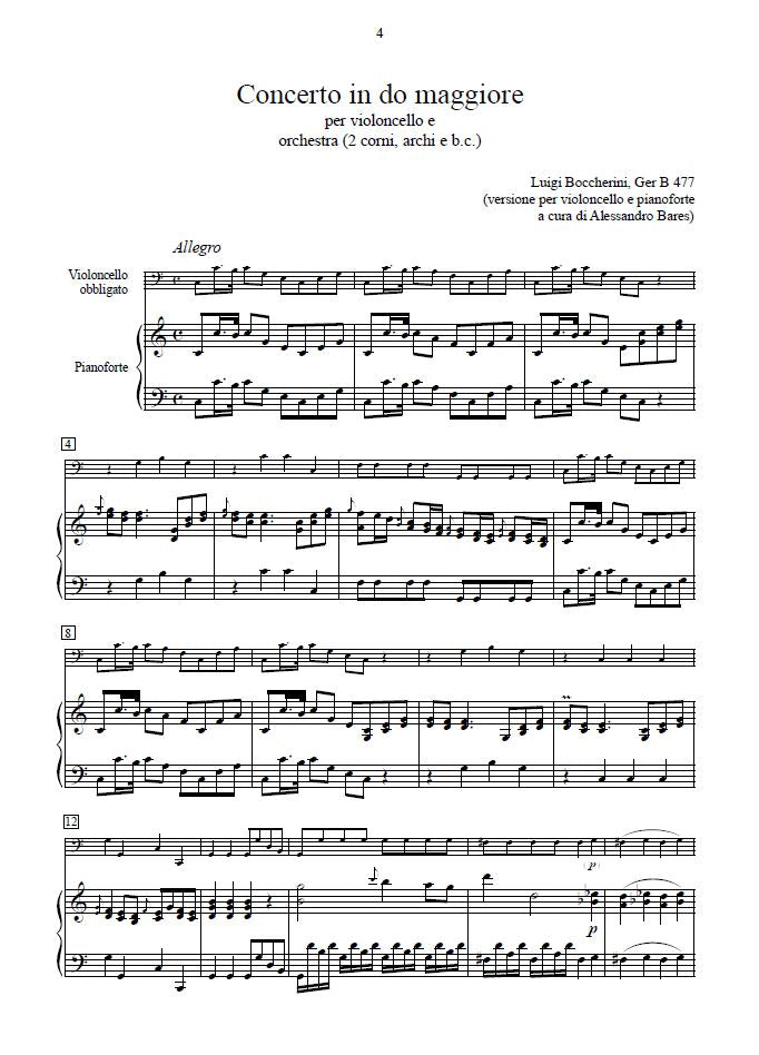 L. Boccherini: Concerto in do maggiore GerB 477 (rid. vcl/pf)