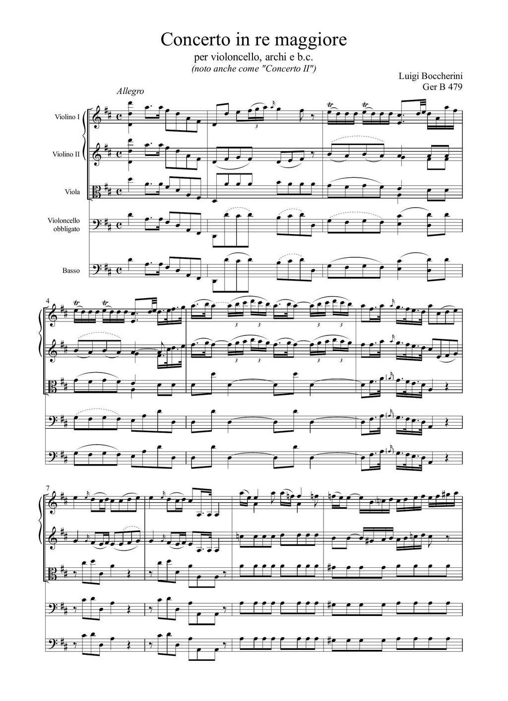L. Boccherini: Concerto in re maggiore GerB 479