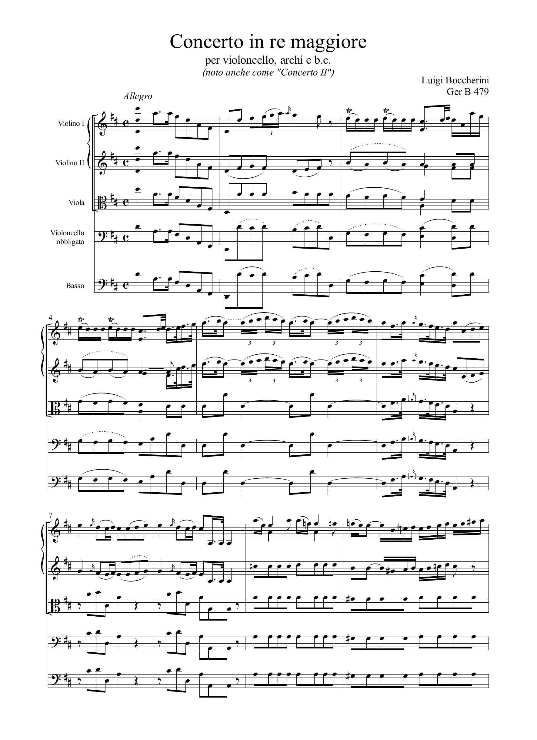 L. Boccherini: Concerto in re maggiore GerB 479