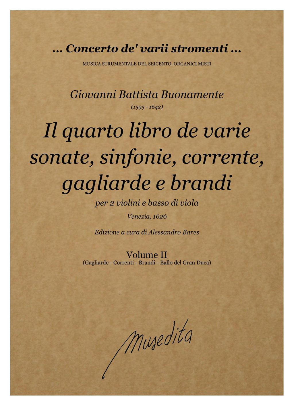 G.B. Buonamente: Il quarto libro de varie sonate, sinfonie, gagliarde, correnti e brandi (Venezia, 1626)