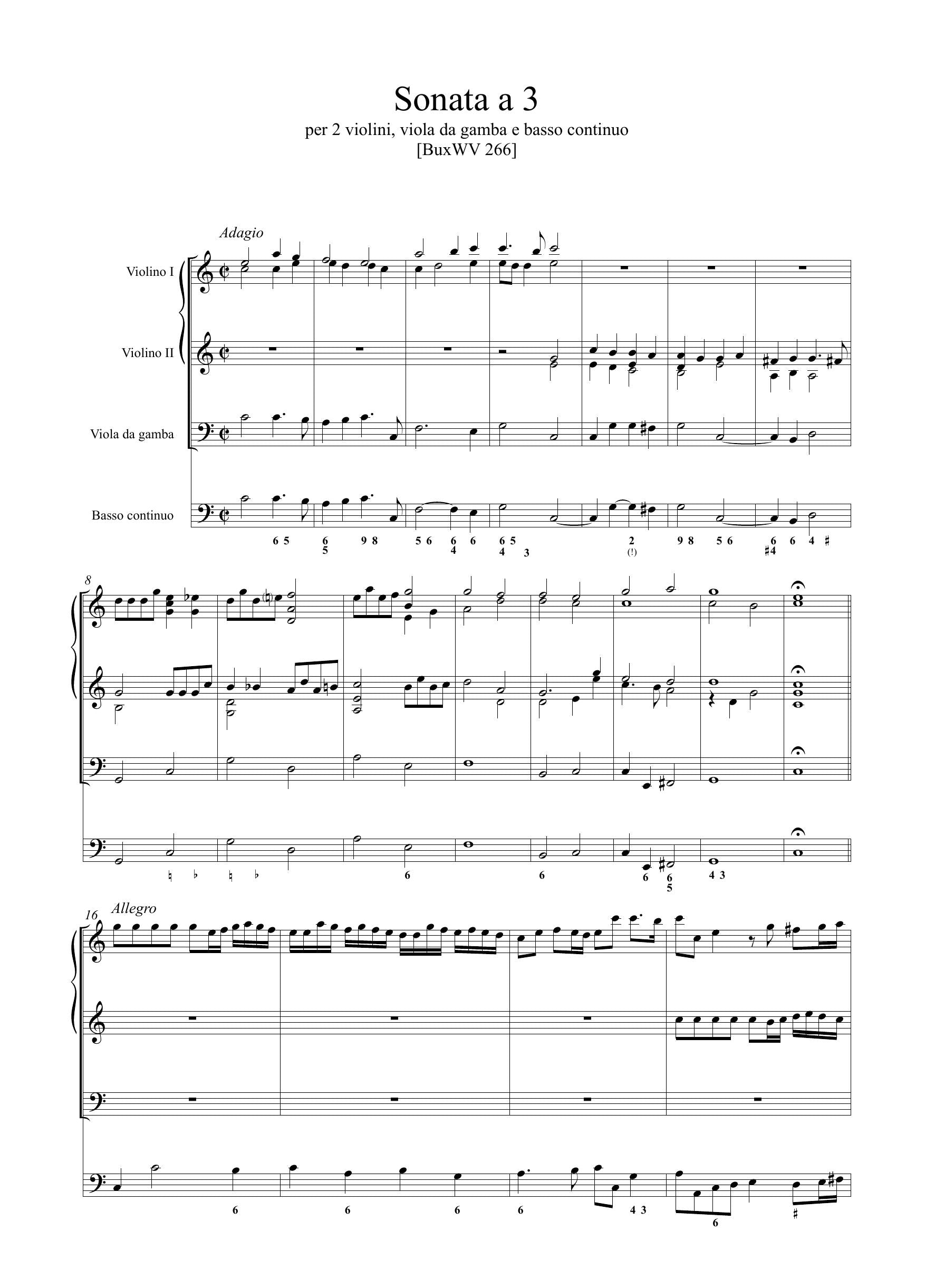 D. Buxtehude: 3 Sonate BuxWV 266, 269, 271 (Ms, S-Uu)