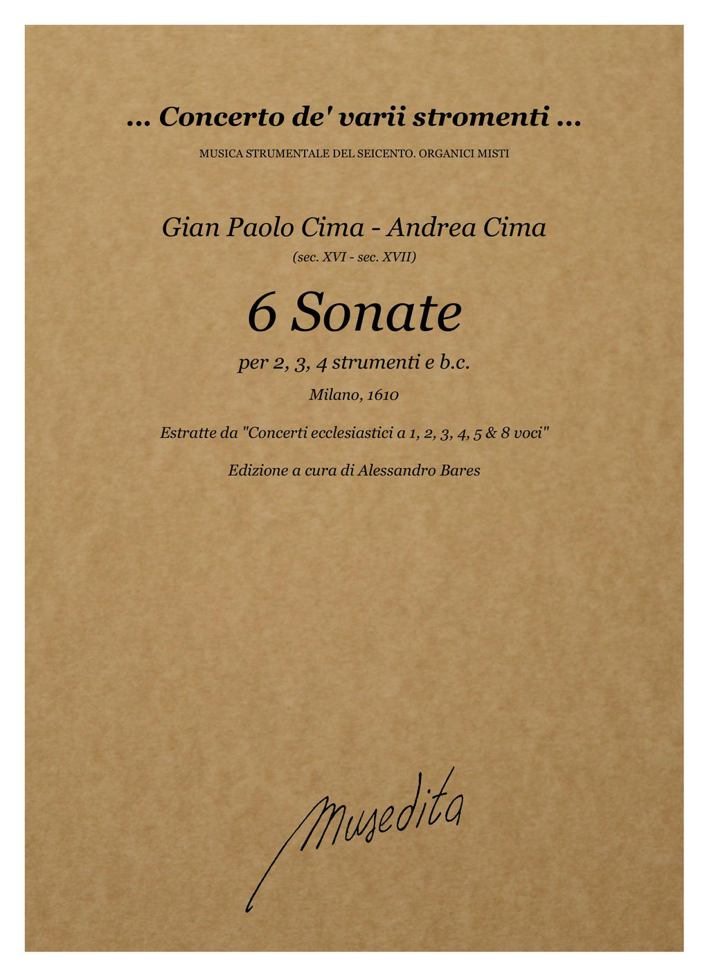G.P. & A. Cima: 6 Sonate (Milano, 1610)