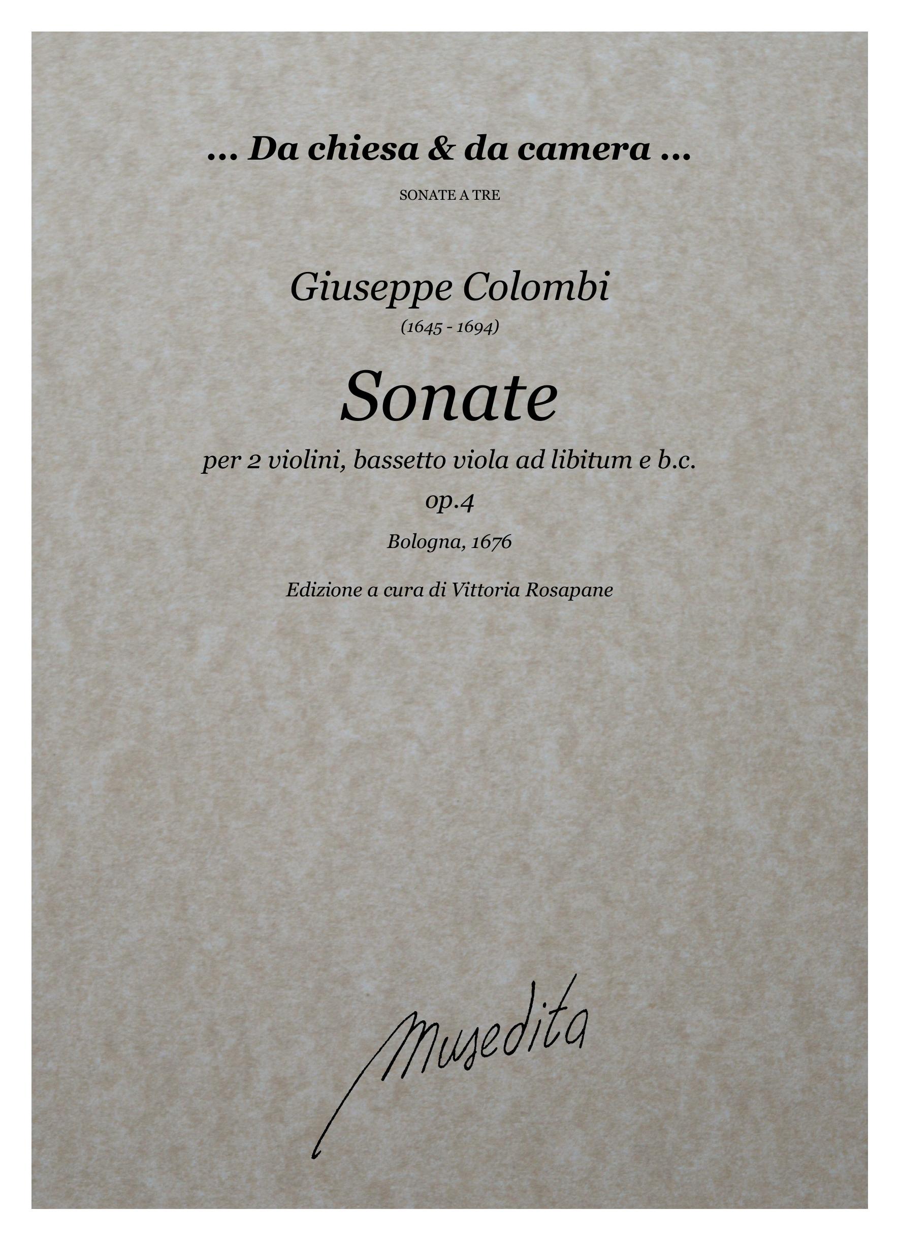 G. Colombi: Sonate op.4 (Bologna, 1676)