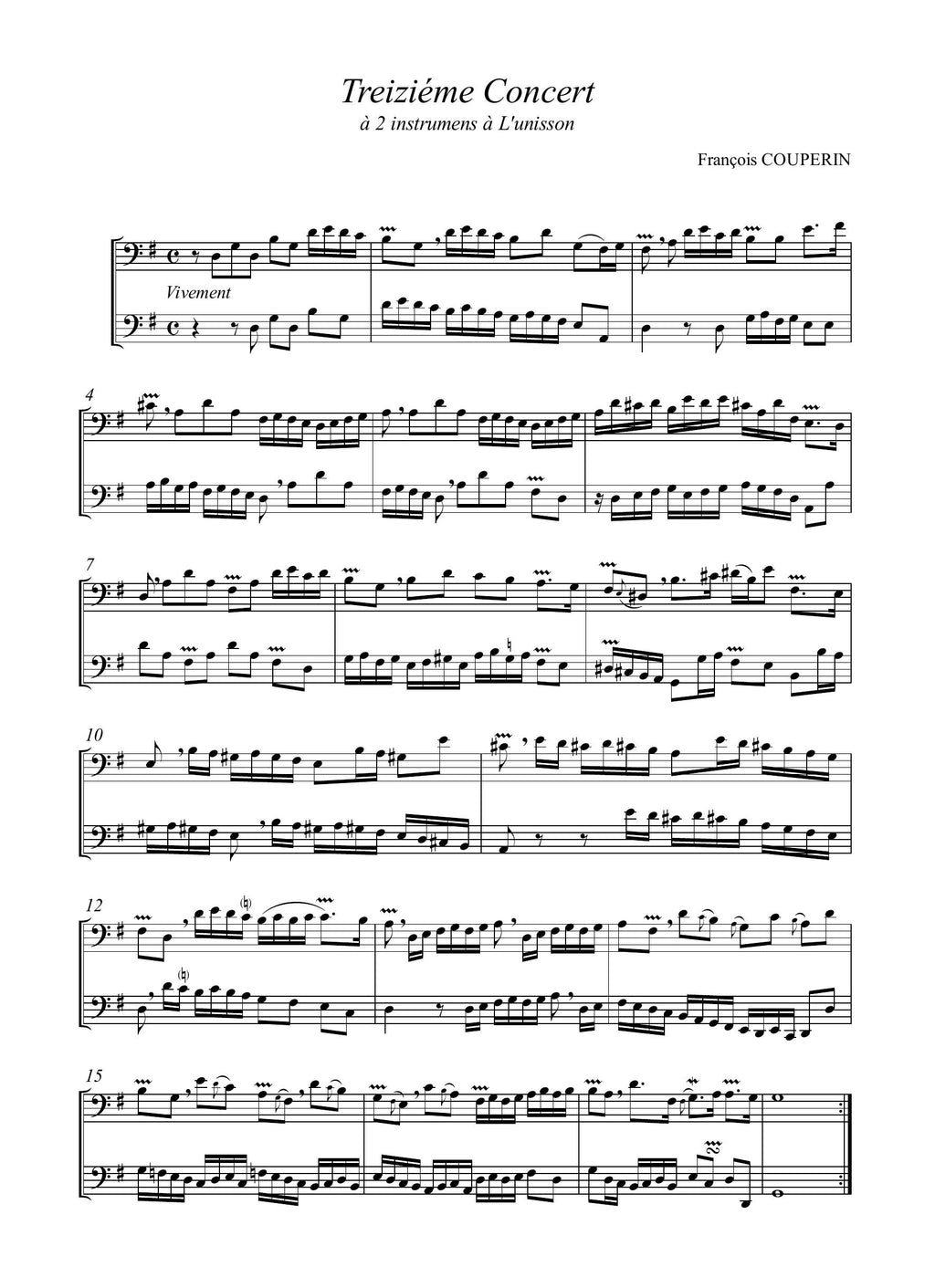 F. Couperin: Treizième Concert à 2 instruments de basse à l'unisson