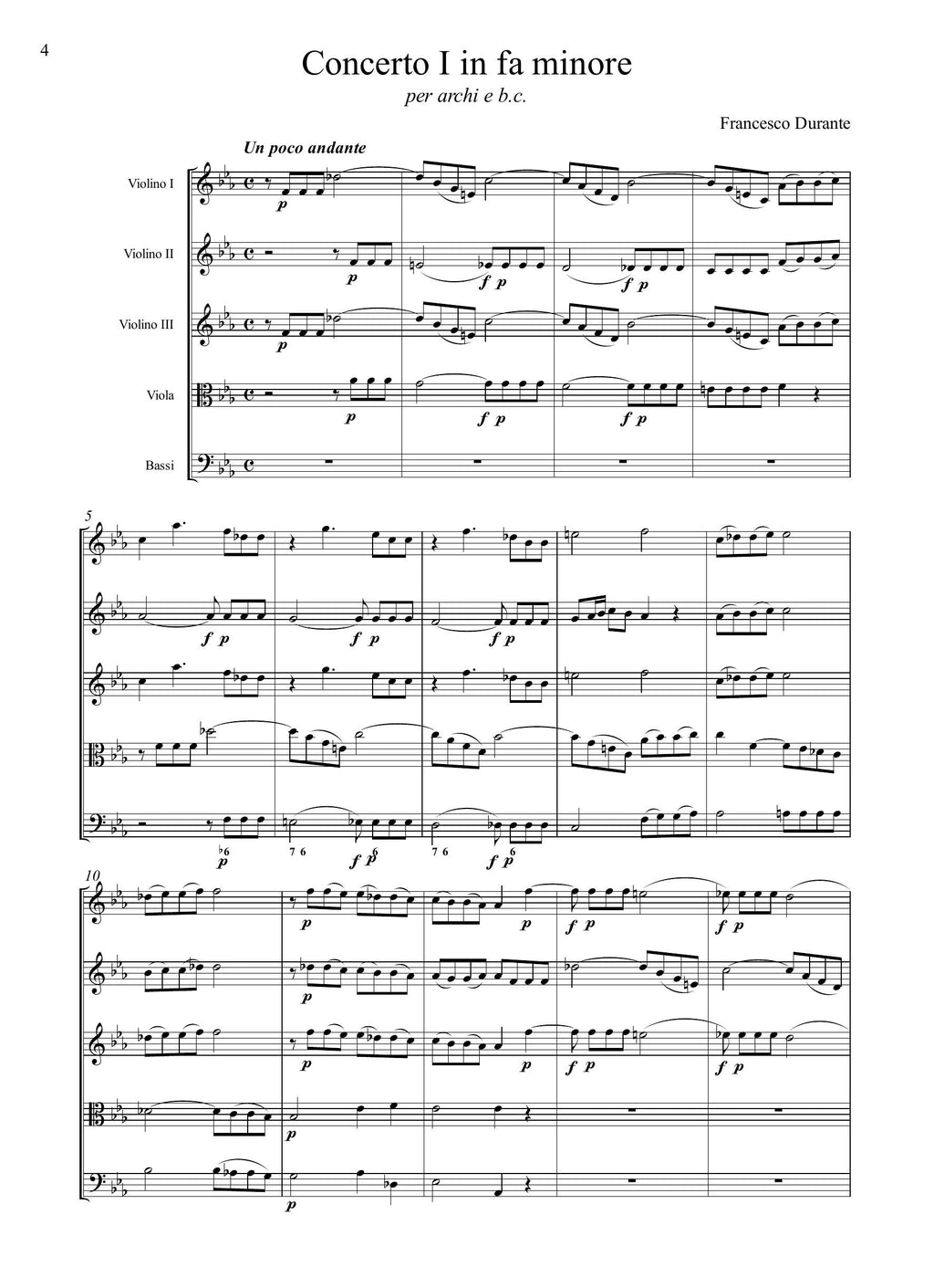 F. Durante: Concerto I in fa minore