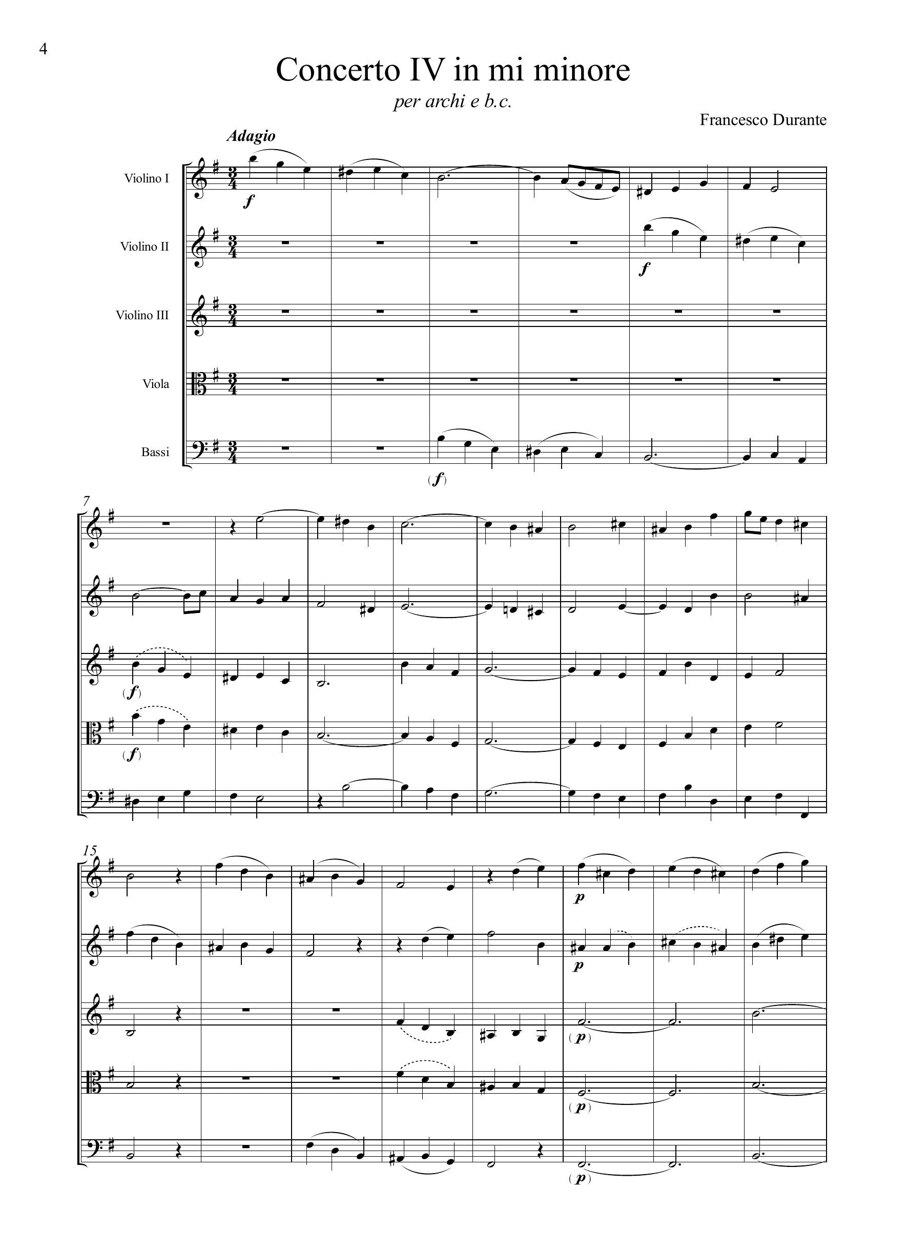 F. Durante: Concerto IV in mi minore