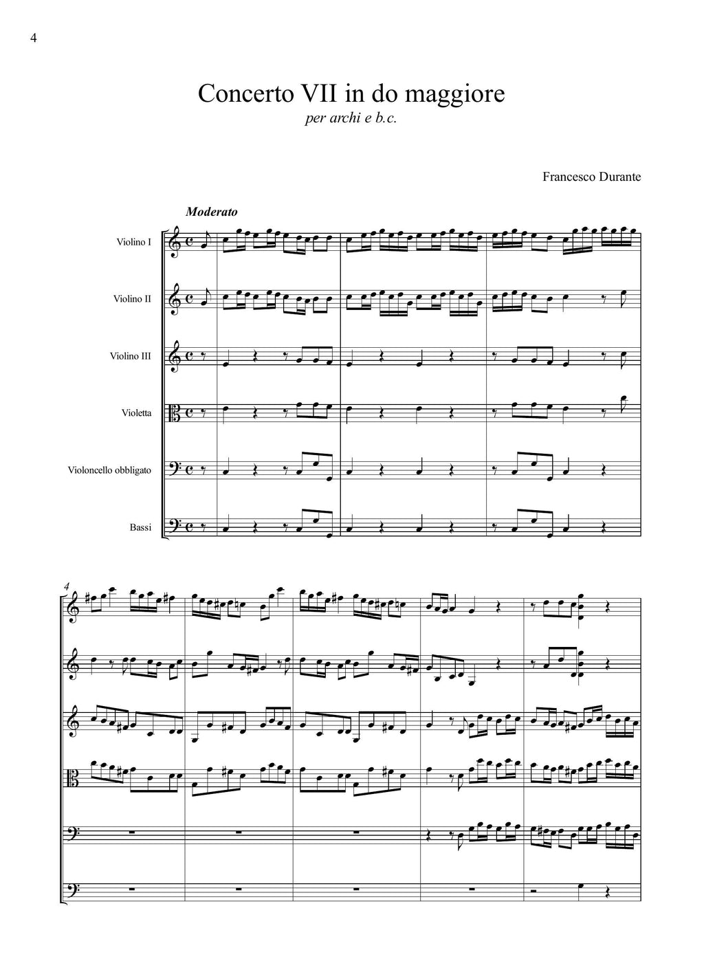 F. Durante: Concerto VII in do maggiore