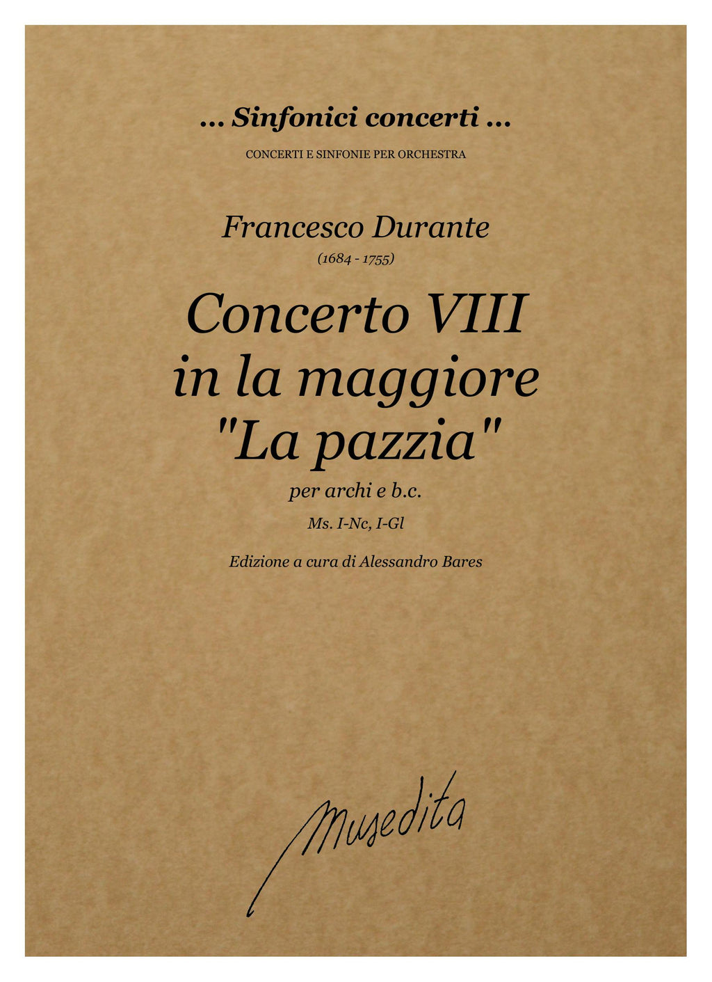 F. Durante: Concerto VIII "La pazzia" in la maggiore