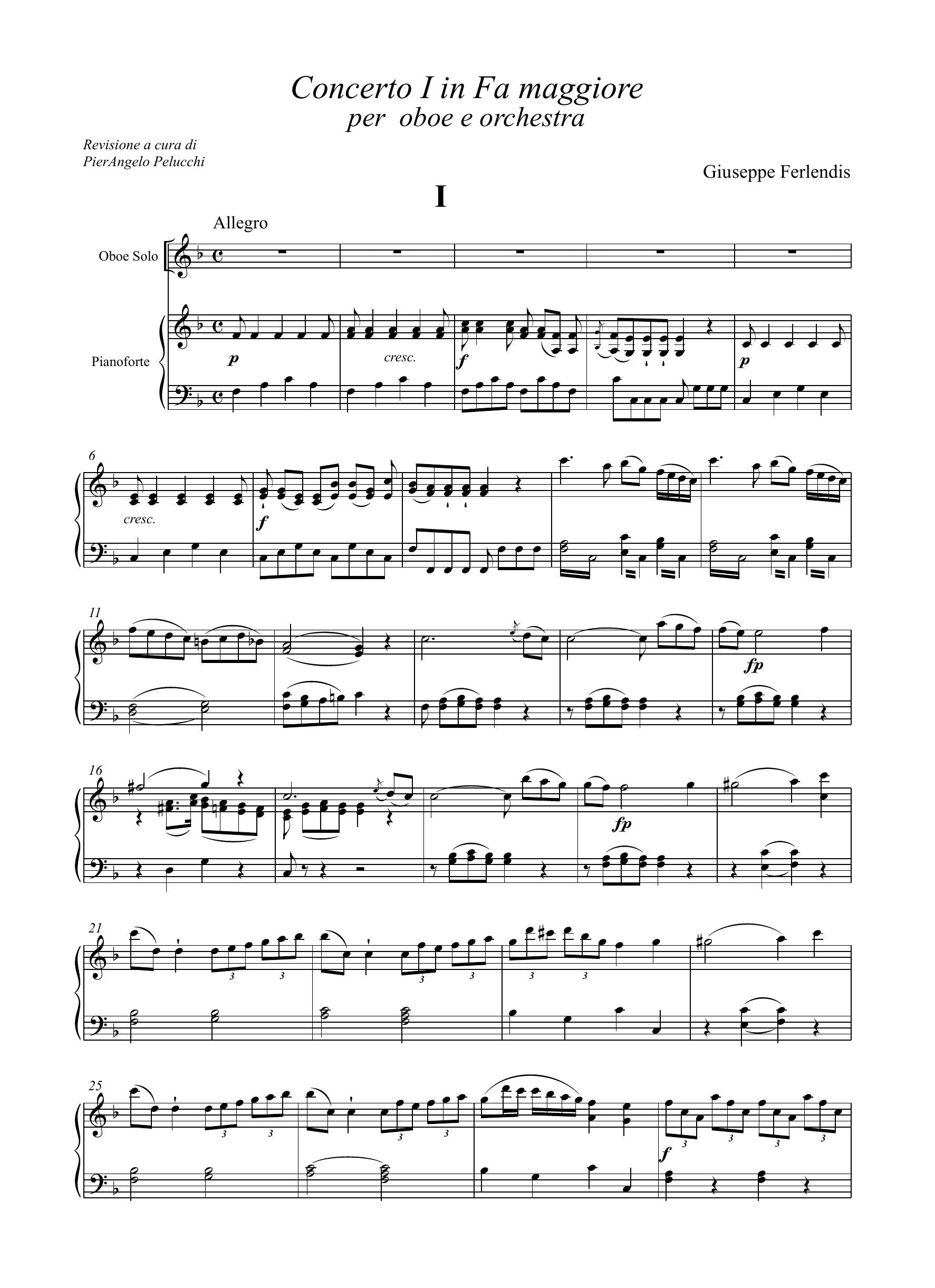 G. Ferlendis: Concerto n.1 in fa maggiore (rid. ob/pf)