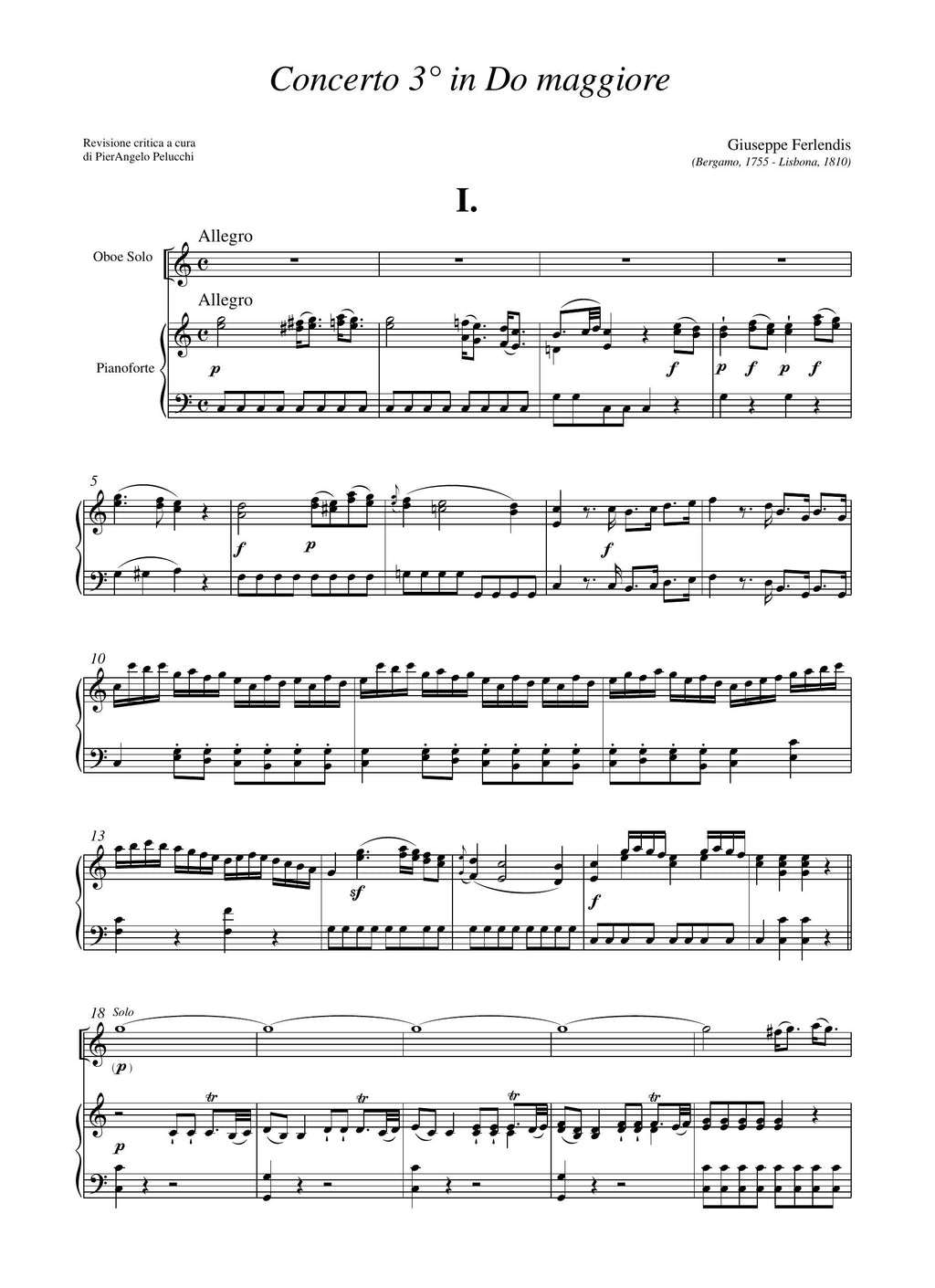 G. Ferlendis: Concerto n.3 in do maggiore (rid. ob/pf)