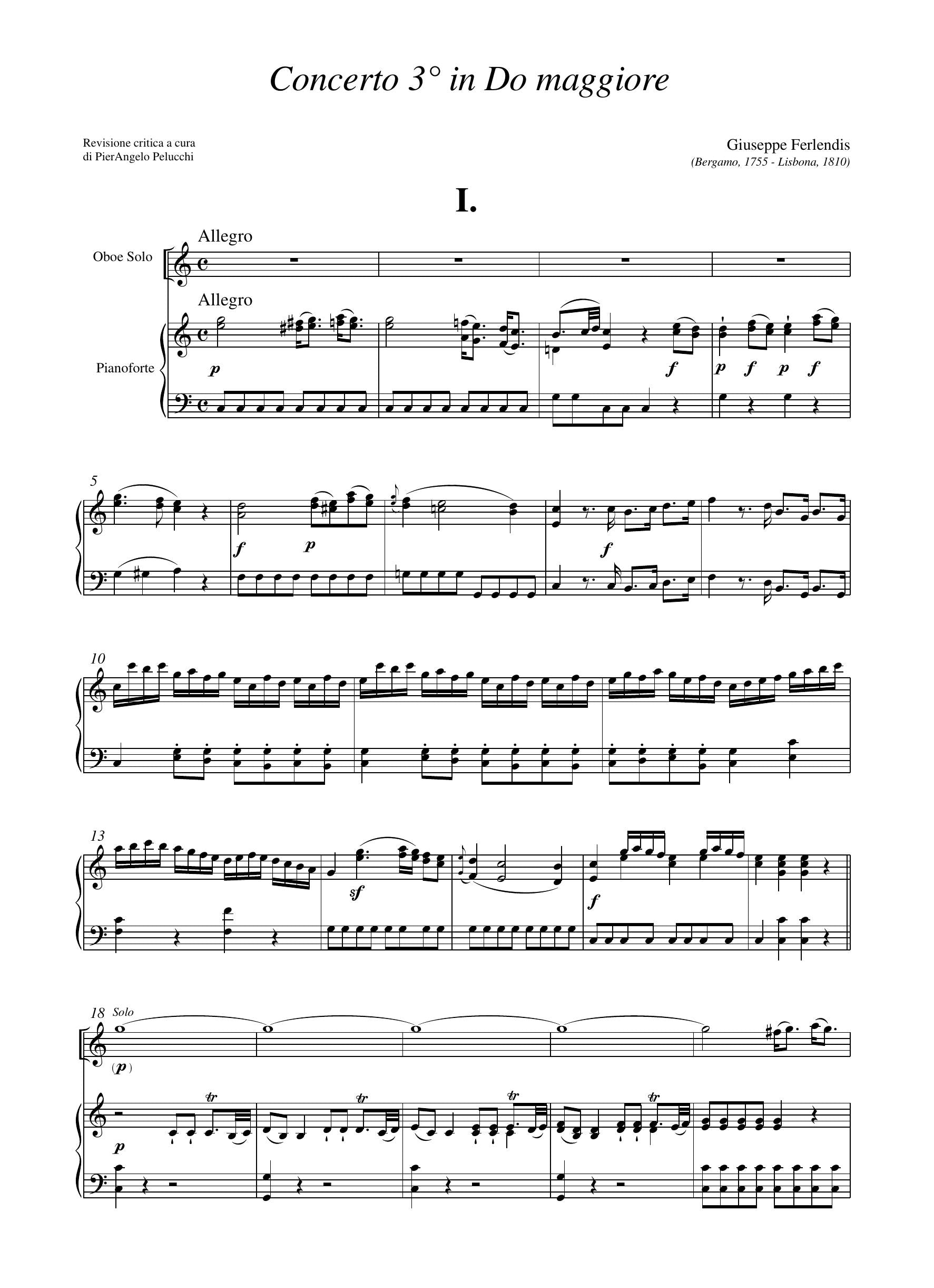 G. Ferlendis: Concerto n.3 in do maggiore (rid. ob/pf)