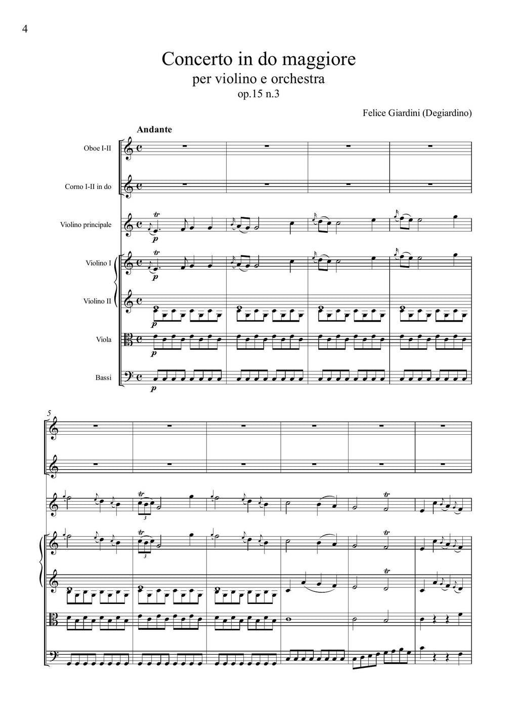F. Giardini: Concerto in do maggiore op.15 n.3
