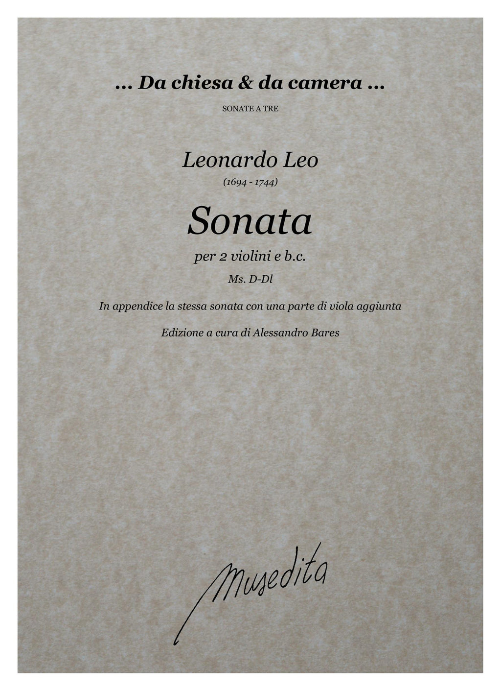 L. Leo: Sonata in re maggiore (Ms, D-Dl)