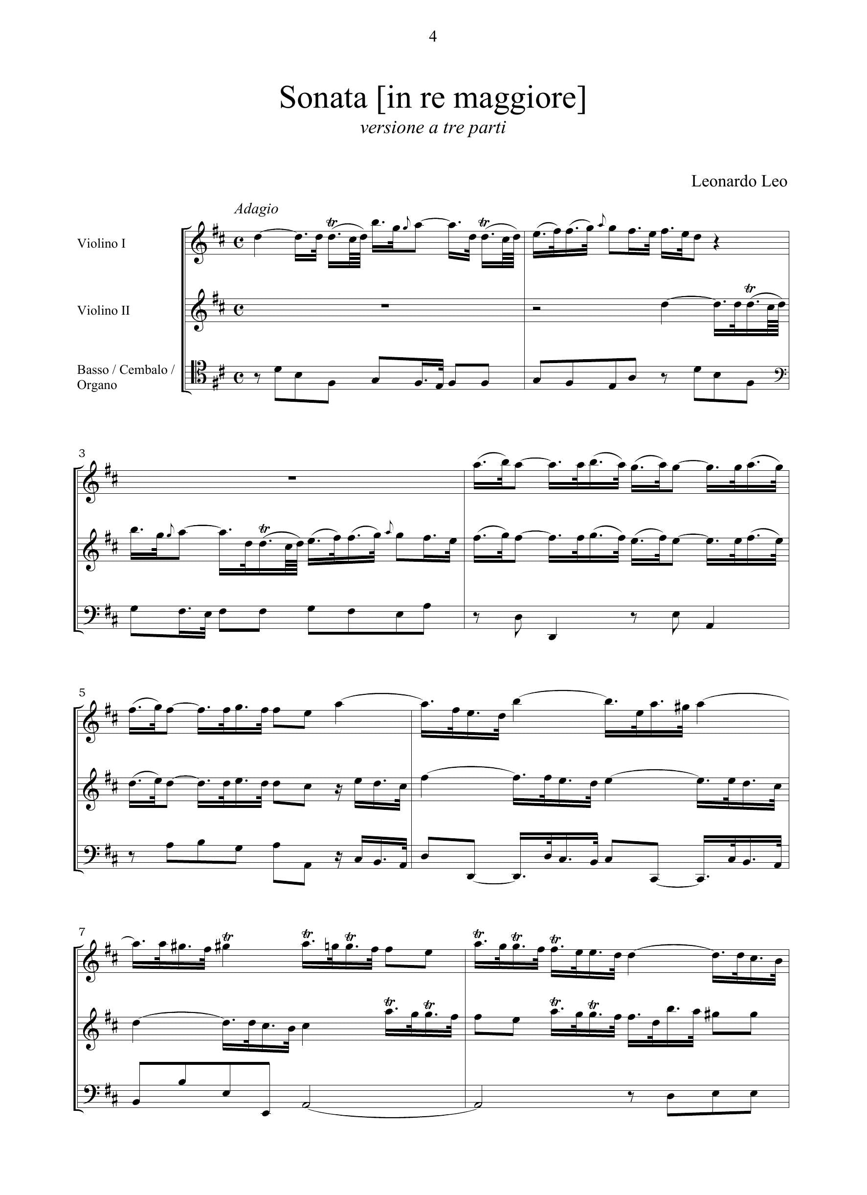 L. Leo: Sonata in re maggiore (Ms, D-Dl)