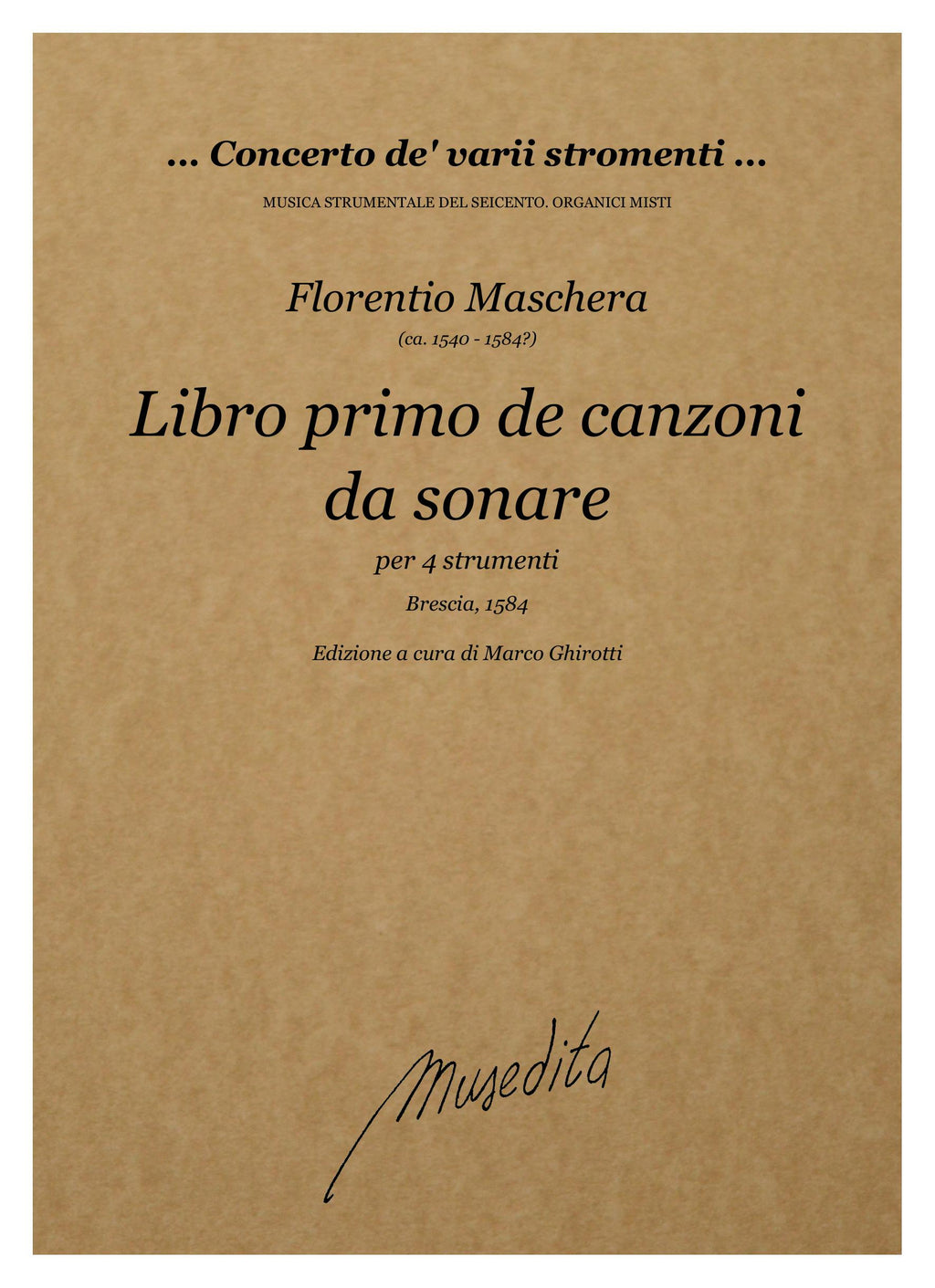 F. Maschera: Libro primo de canzoni da sonare (Brescia, 1584)