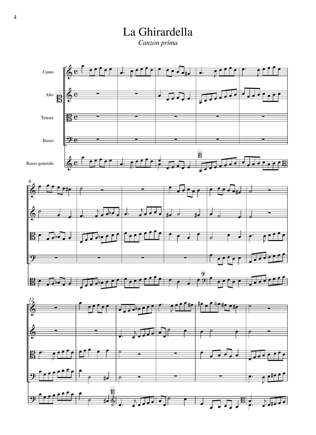 T. Merula: Il primo libro delle canzoni a quattro voci (Venezia, 1615)