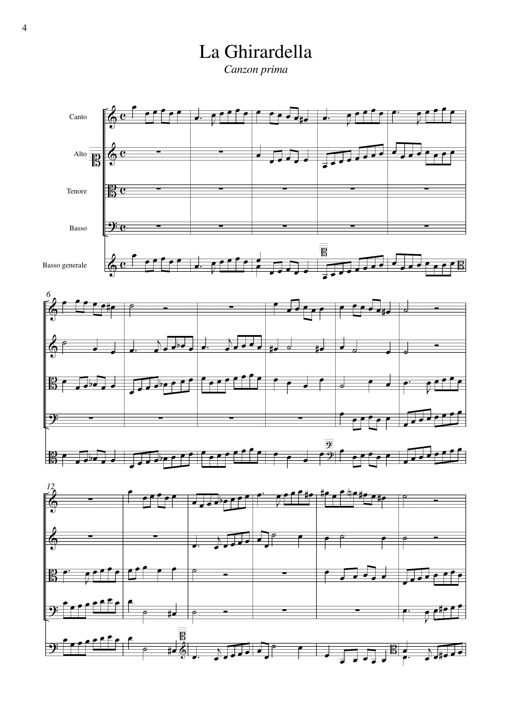 T. Merula: Il primo libro delle canzoni a quattro voci (Venezia, 1615)