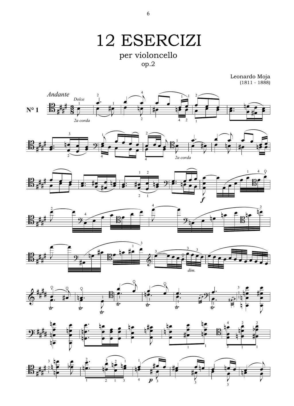 L. Moja: 12 Esercizi op.2 (Milano, s.a.)