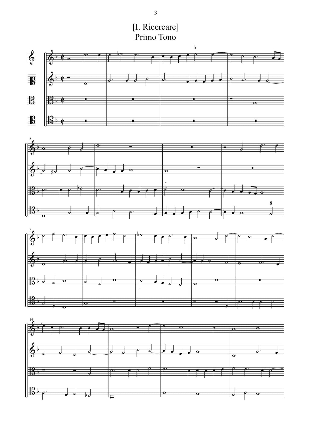 G.P. Palestrina: 8 Ricercari (ms, I-Rli, XVI sec.)