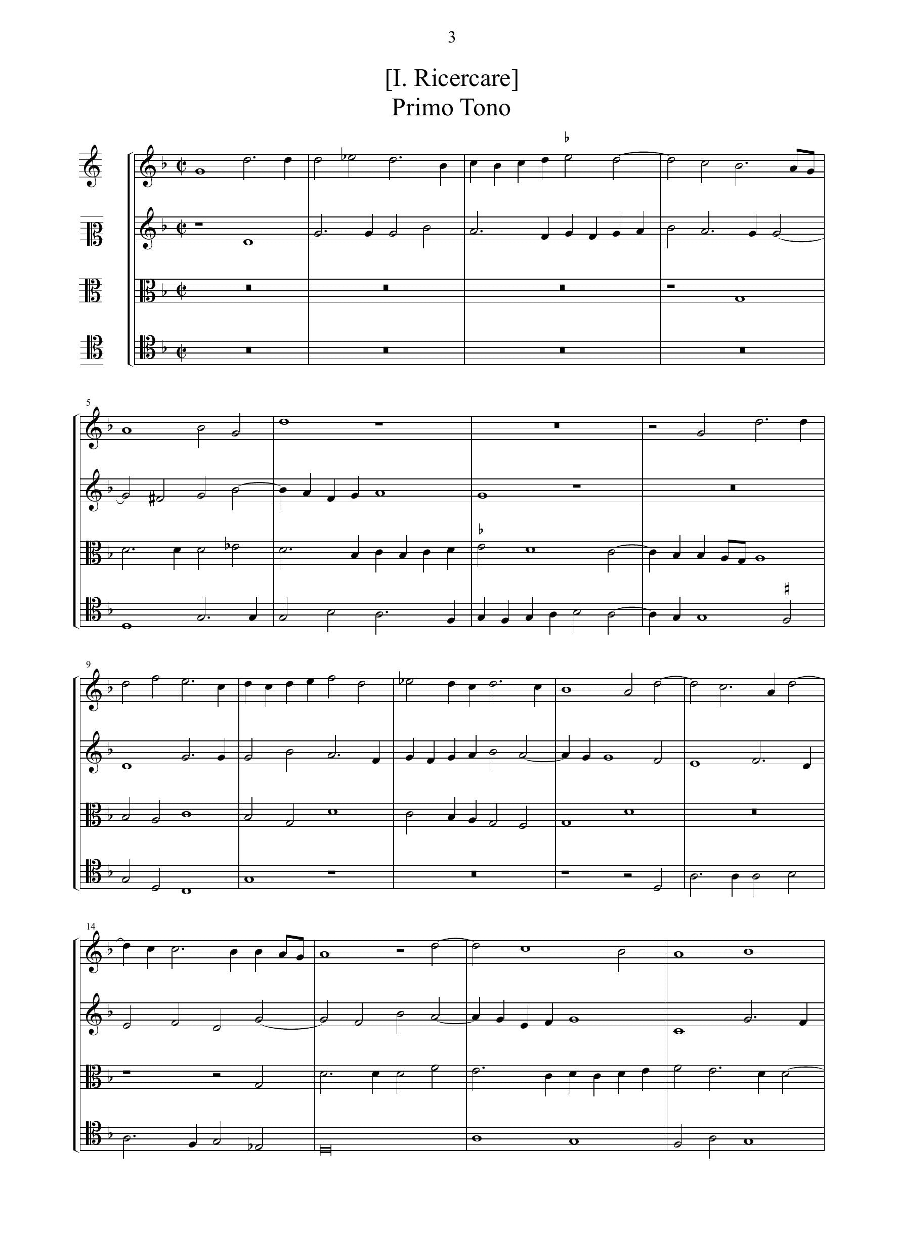 G.P. Palestrina: 8 Ricercari (ms, I-Rli, XVI sec.)