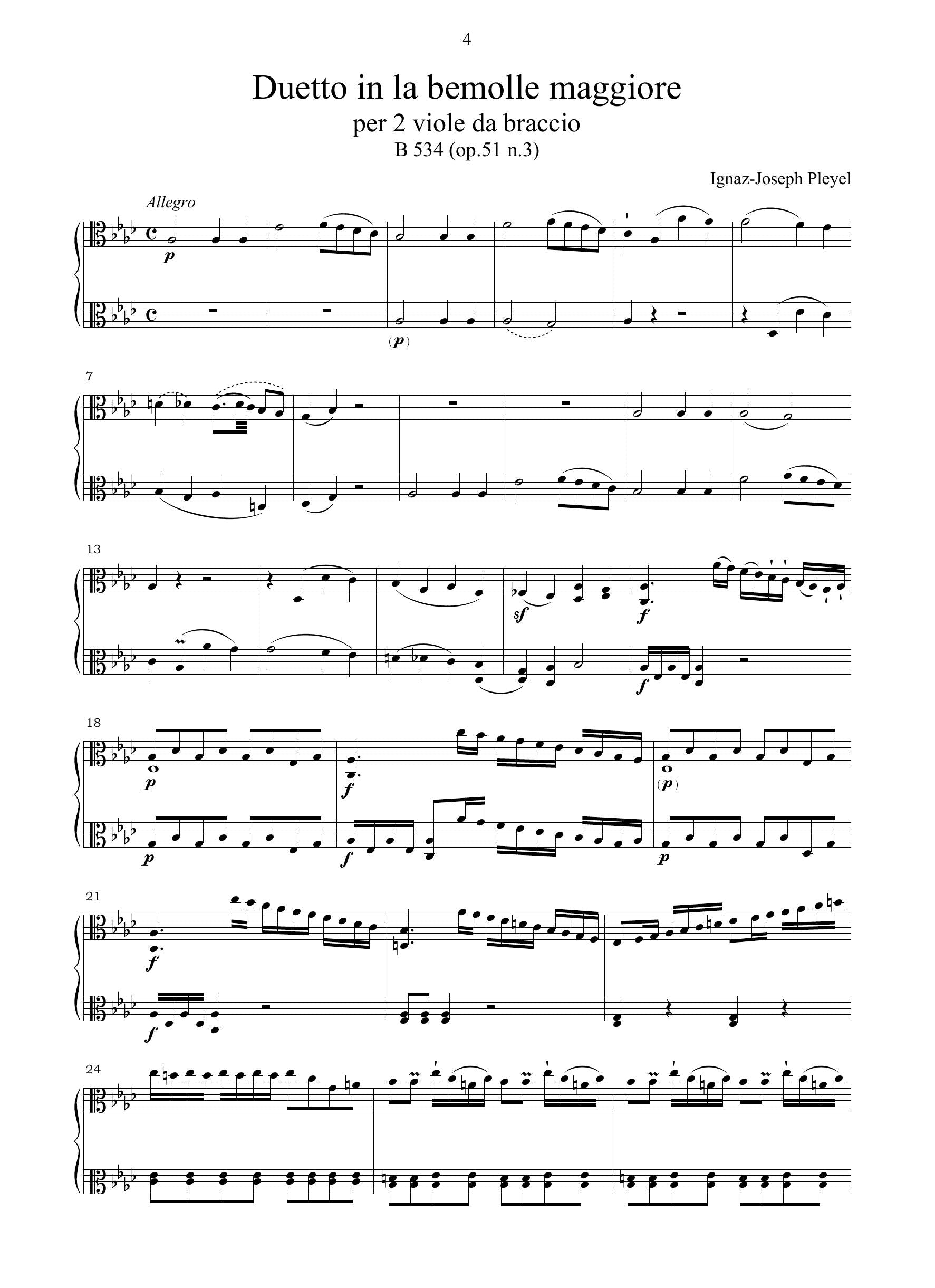 I.J. Pleyel: Duetto in la bemolle maggiore (Ms, I-BRc)