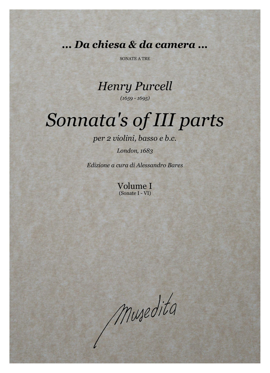 H. Purcell: Sonnata's of III parts (London, 1683)