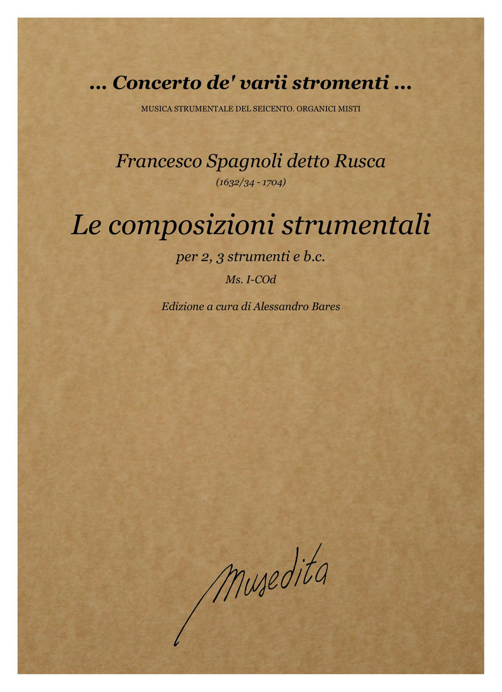 F. Rusca (Spagnoli): Le composizioni strumentali (ms, duomo di Como)