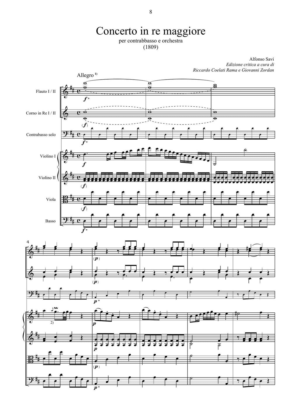 A. Savi: Concerto in re maggiore (Ms, Archivio di stato di Parma)