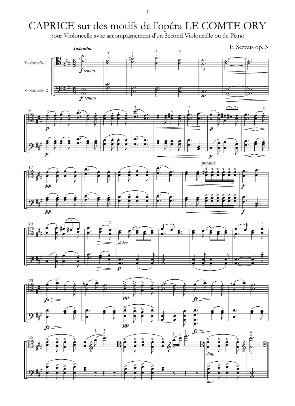 A.F. Servais: Caprice sur des motifs de l'opéra "Le comte Ory" op.3 (Mains, s.a.)