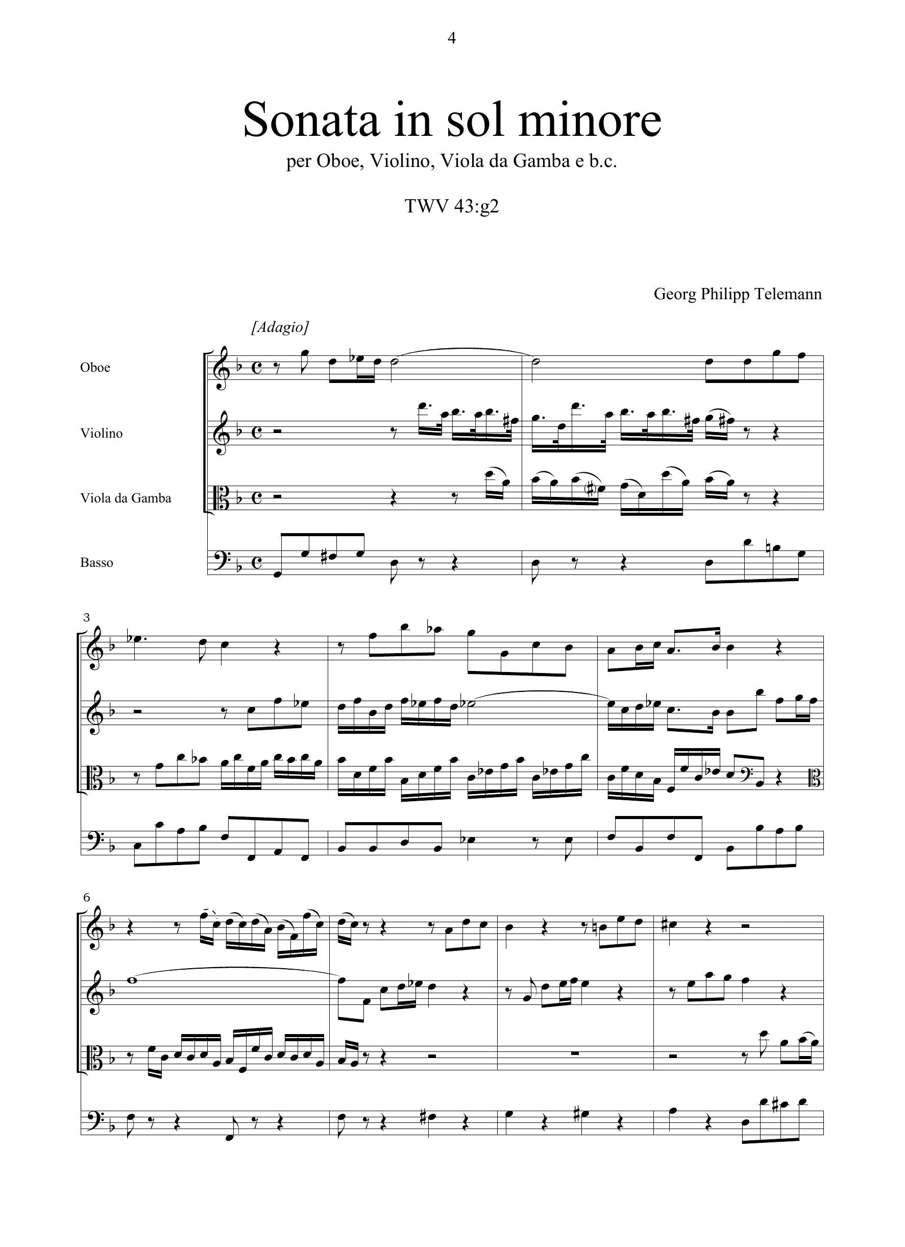 G.Ph. Telemann: Sonata in sol minore TWV 43:g2