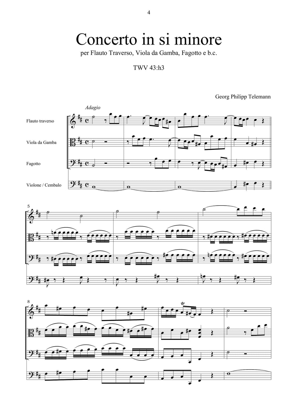 G.Ph. Telemann: Concerto in si minore TWV 43:h3
