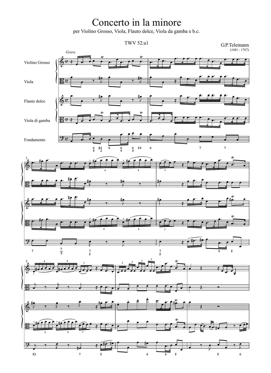 G.Ph. Telemann: Concerto in la minore TWV 52:a1