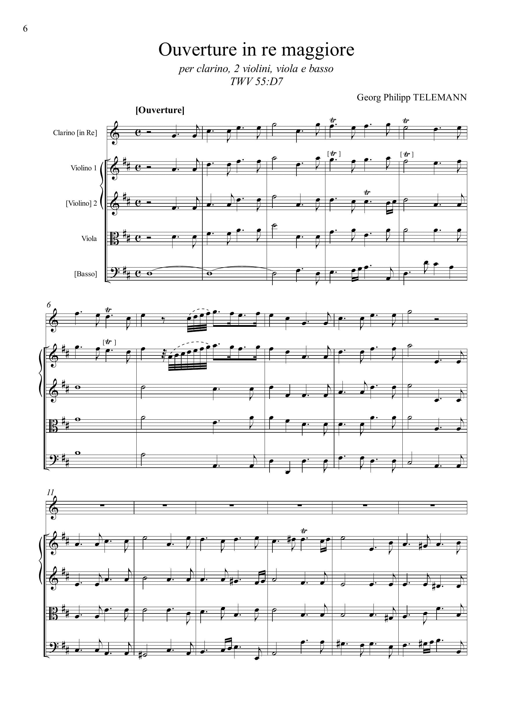 G.Ph. Telemann: Ouverture in re maggiore TWV 55:D7